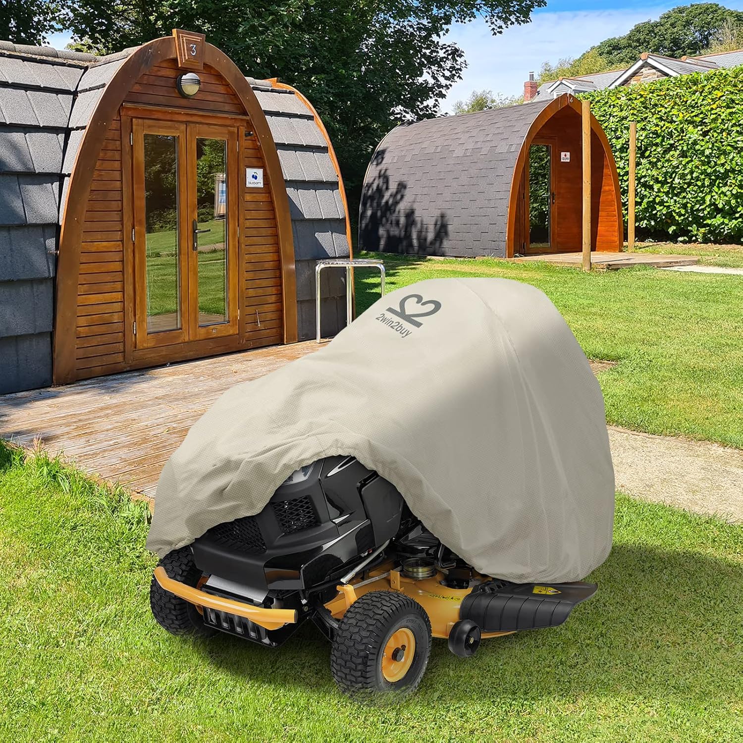 Riding Lawn Mower Cover 600D Lawnmower Covers Waterproof, up to 54" Decks | Universal Outdoor Lawn Tractor Cover Tarp All Weather Ride on Mower Covers, Heavy Duty 600D, Elastic Cord & Storage Bag