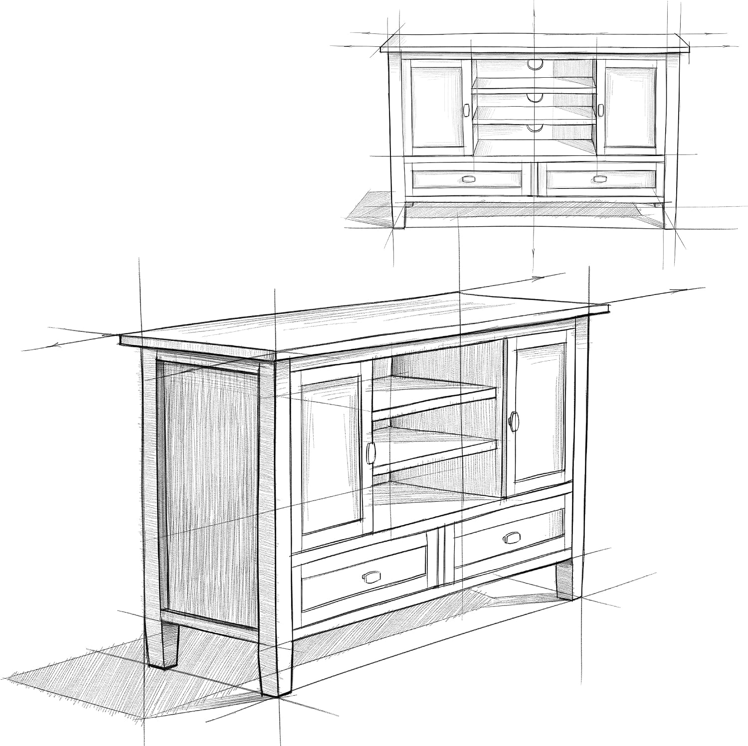 SIMPLIHOME Warm Shaker 47" Wide Solid Wood TV Stand in Light Golden Brown