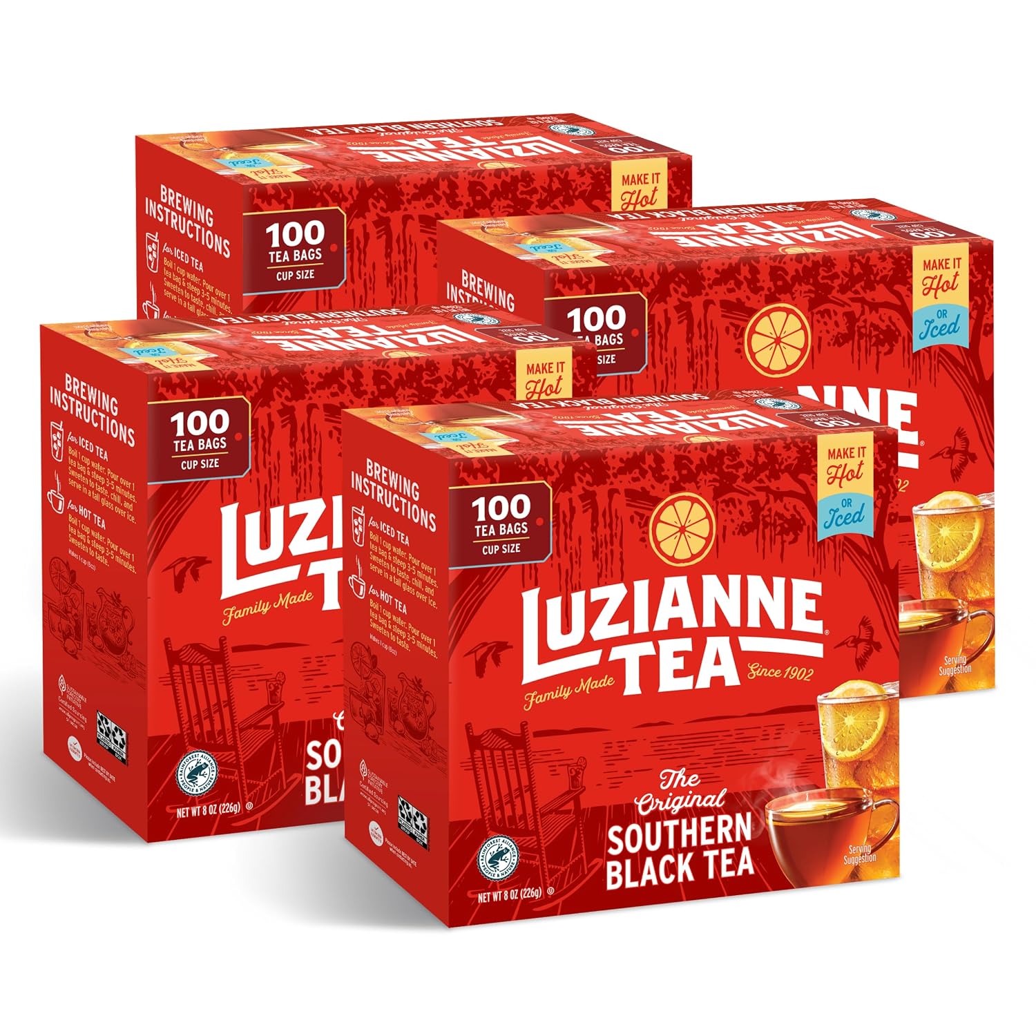 Luzianne Green Tea Bags, Family Size, 24ct Box (Pack of 1)