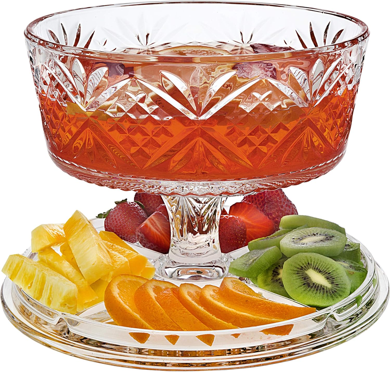 Godinger 4 in 1 Cake Stand, Cake Platter and Serving Plate Platter with Dome Cover, for Pastries, Desserts & More
