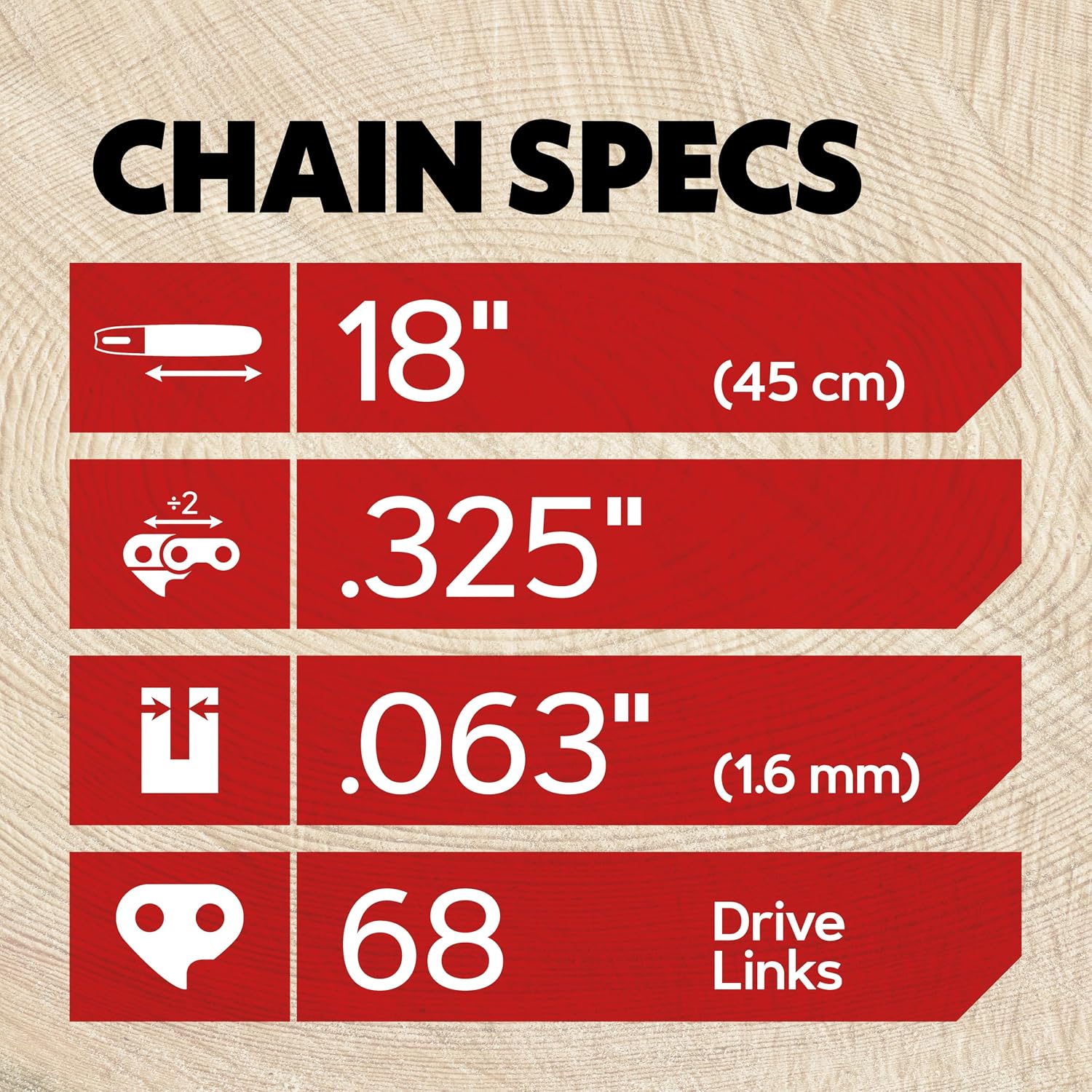 Oregon (Pack of 3) V68 PowerCut Chainsaw Chain for 18-Inch Bar, 68 Drive Links, .325" Pitch, .063" Gauge, Fits Stihl (22LPX068G), Grey | 3-Pack