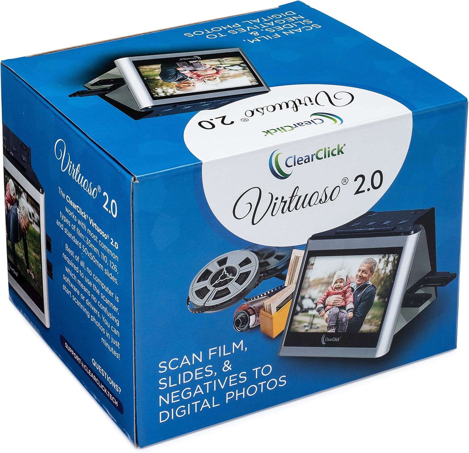 ClearClick Virtuoso 2.0 (Second Generation) 22MP Film & Slide Scanner with Extra Large 5" LCD Screen - Convert 35mm, 110