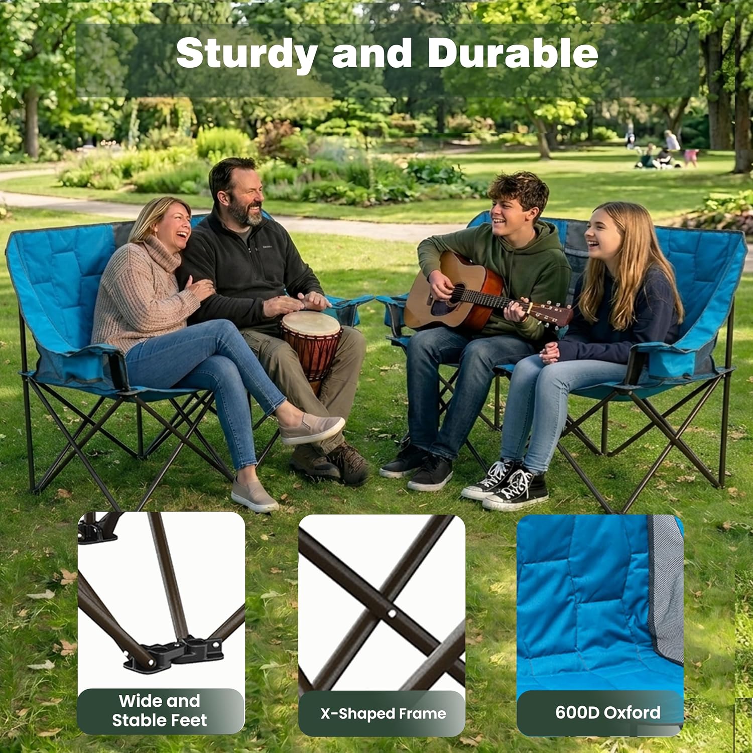 SUNNYFEEL Folding Double Camping Chair Oversized Loveseat for Adults