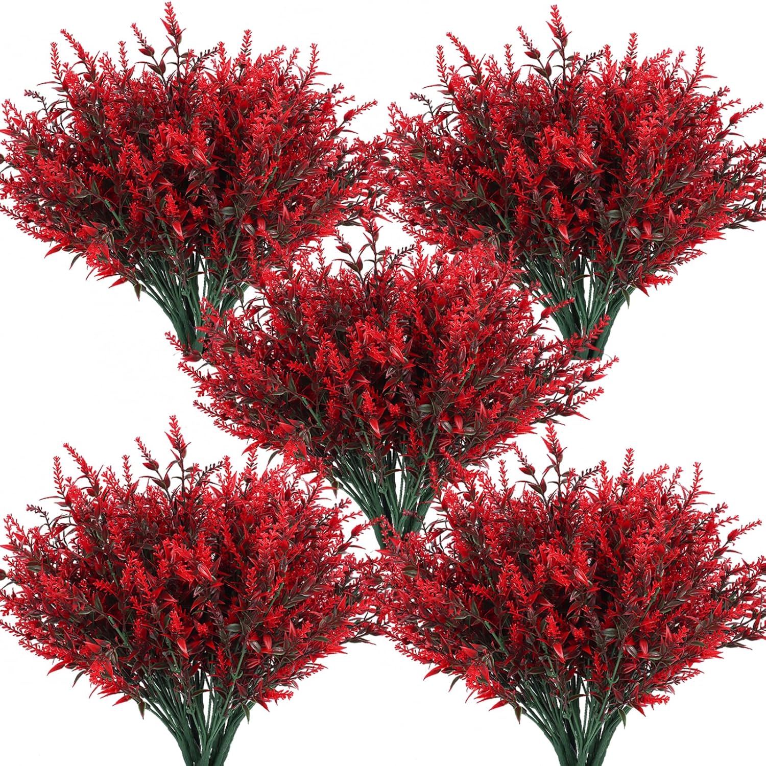 RECUTMS Artificial Greenery Lavender Fake Shrubs Flowers 8 Pcs UV Resistant