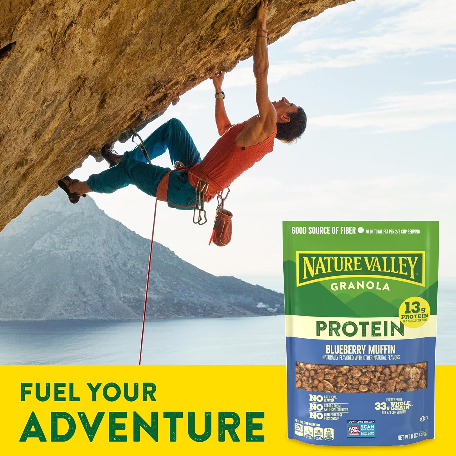 Nature Valley Oats & Honey Protein Granola, Resealable Pouch, 11 oz | 13g Protein & 33g Whole Grain per Serving, Good Source of Fiber, No Artificial Flavors or Colors