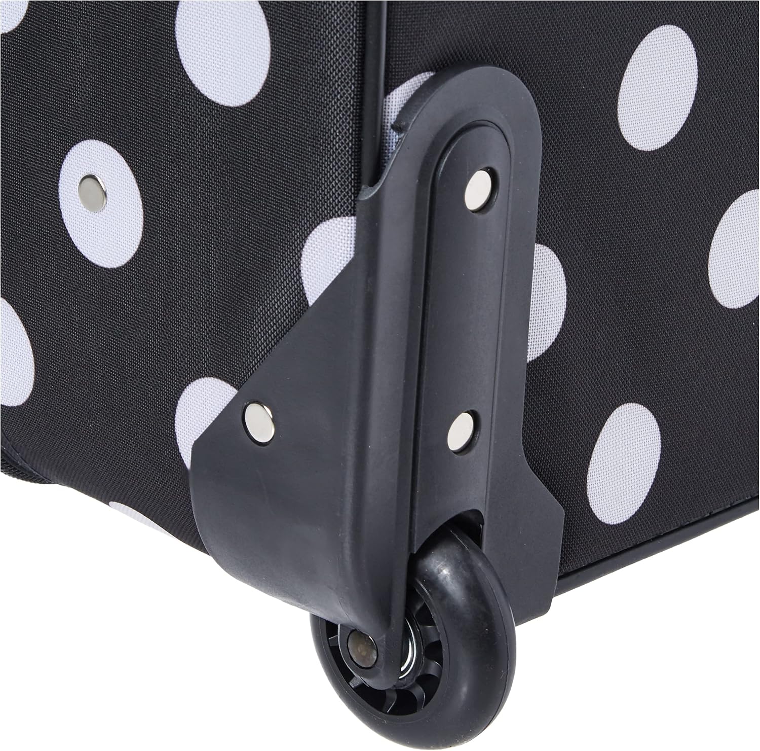 Rockland Fashion Softside Upright Luggage Set,Expandable, Telescopic Handle, Wheel, Black Dot, 2-Piece (14/19)