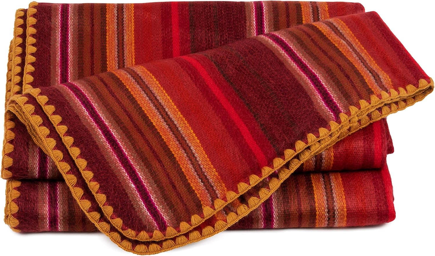 QISU Alpaca Wool Blanket Throw | Large, Beautiful, Warm, Variegated | 85 x 65 inches | Ultra-Soft, Hypoallergenic and Breathable | Non-Itchy or Scratchy Fabric (Green Variegated)