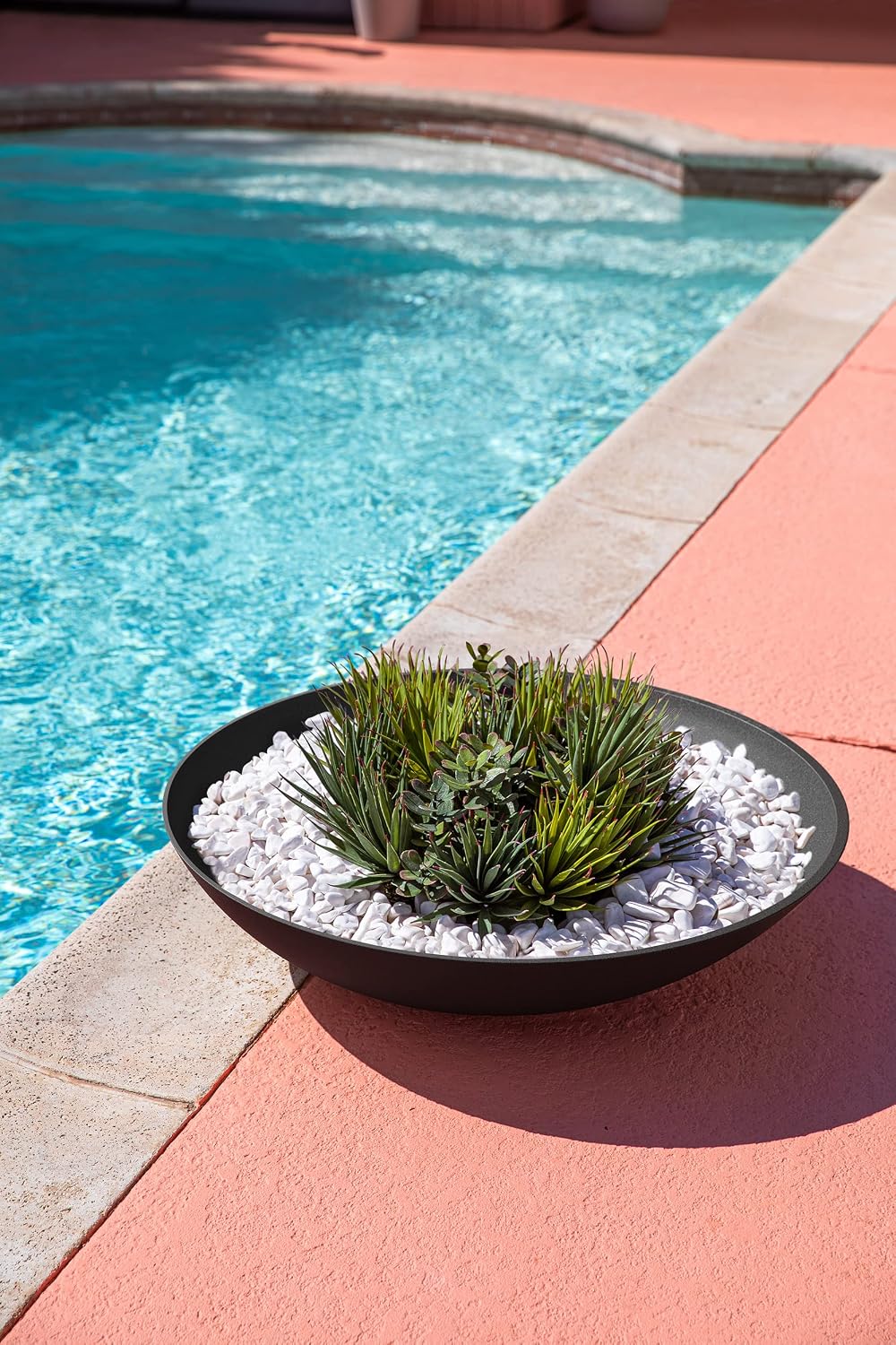 Veradek Mason Series Lane Bowl - Large Outdoor Bowl Planter | Made From a Durable Plastic-Stone Composite With Pre-Drilled Drainage Holes. Modern Patio/Tabletop Décor