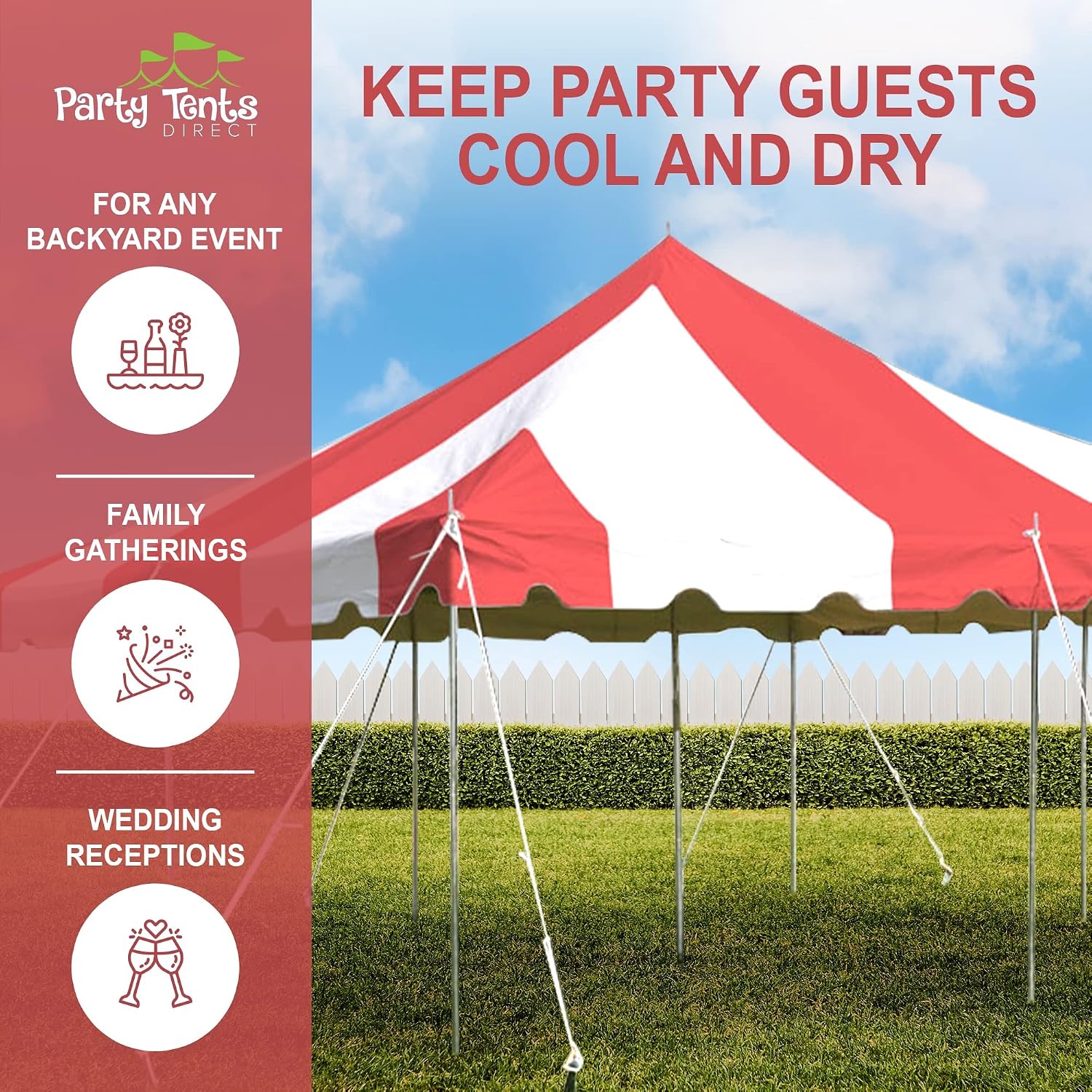20’ x 20’ Weekender Canopy Pole Tent, Indoor and Outdoor Heavy Duty Easy Up, 80 Person Capacity Tent for Parties, Weddings, and Events, Commercial and Residential Use, PVC White Top | Easy Up Weekender Canopy Tent With 80 Person Capacity - Outdoor Canopi…