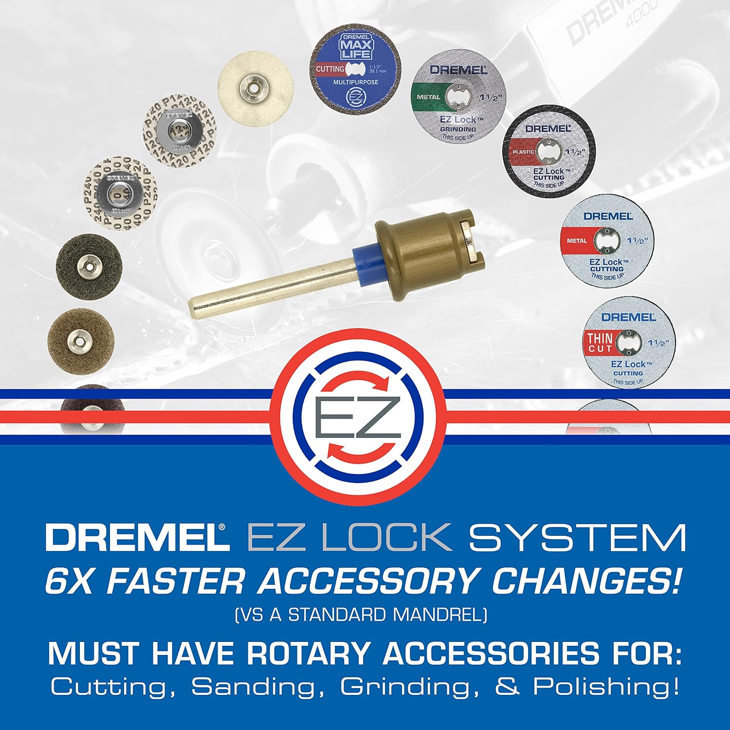 Dremel 160-Piece Rotary Tool Accessory Kit with EZ Lock Technology - 1/8" Shank - Cutting Bits, Polishing Wheel and Compound, Sanding Drums and Sanding Discs (710-08) | EZ Lock technology, cutting, polishing and sanding accessories