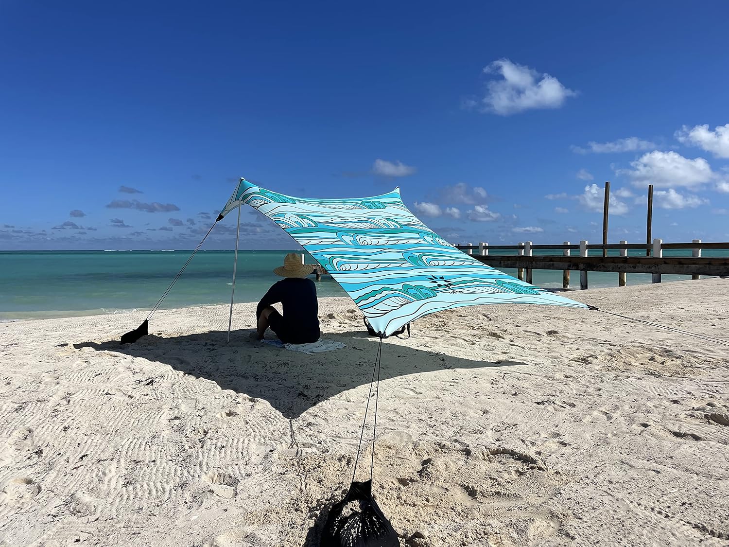 Neso Portable Beach Tent Sun Shelter with Sand Anchor - Lightweight Beach Shade Canopy - Easy Setup for Family Outings - Patented Reinforced Corners - UPF 50+ Sun Protection - 7 x 7ft - White