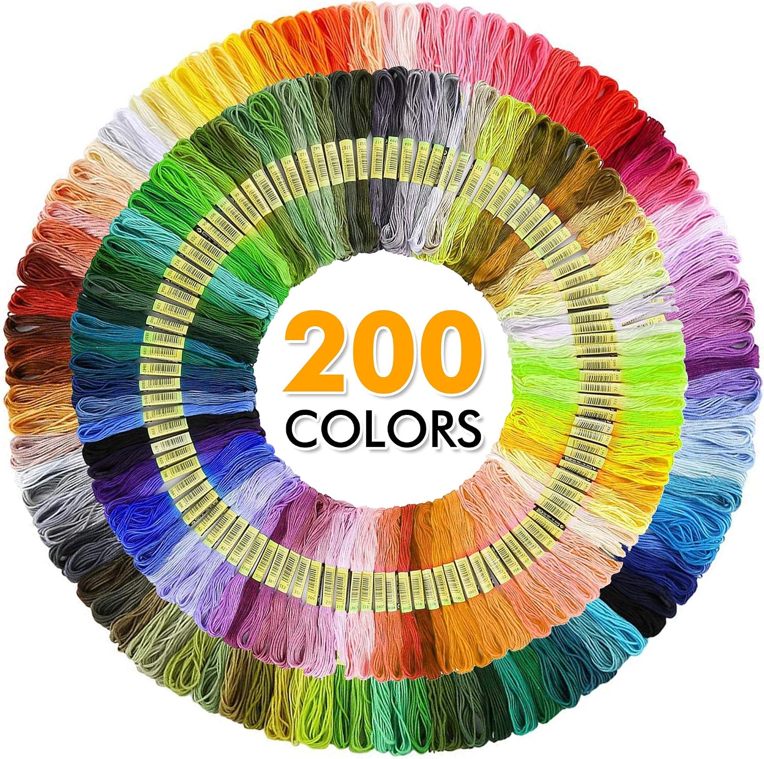 INSCRAFT 304 Pack Embroidery Kit, 200 Colors Threads, 5 Pcs Bamboo Embroidery Hoops, 2 Pcs Aida Cloth, Instructions, Bag and Cross Stitch Tools Set