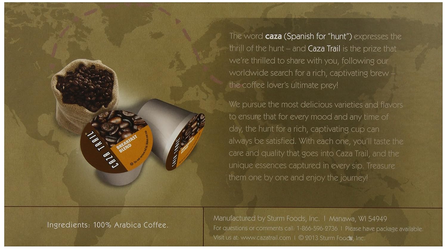 Caza Trail Coffee, Kona Blend, 100 Single Serve Cups