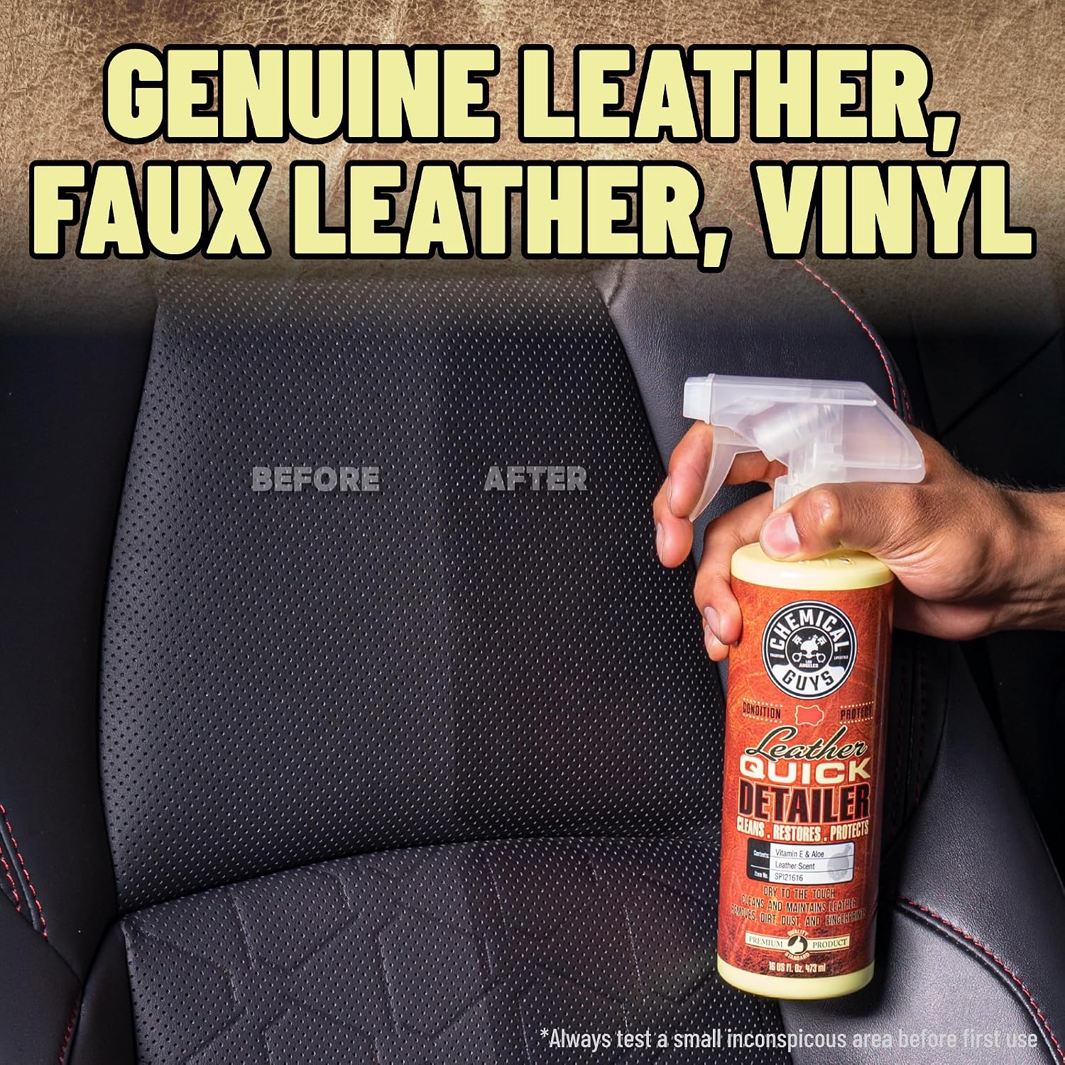 Chemical Guys, Leather Quick Detailer, Cleaner & Conditioner Spray, 16 oz | Quick spray cleans and conditions seats, furniture and apparel, safe on natural, synthetic and faux leather