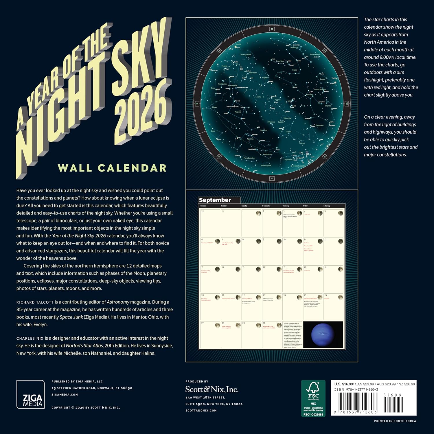 A Year of the Night Sky Wall Calendar Monthly, January-December 12'' x 12" (2026)