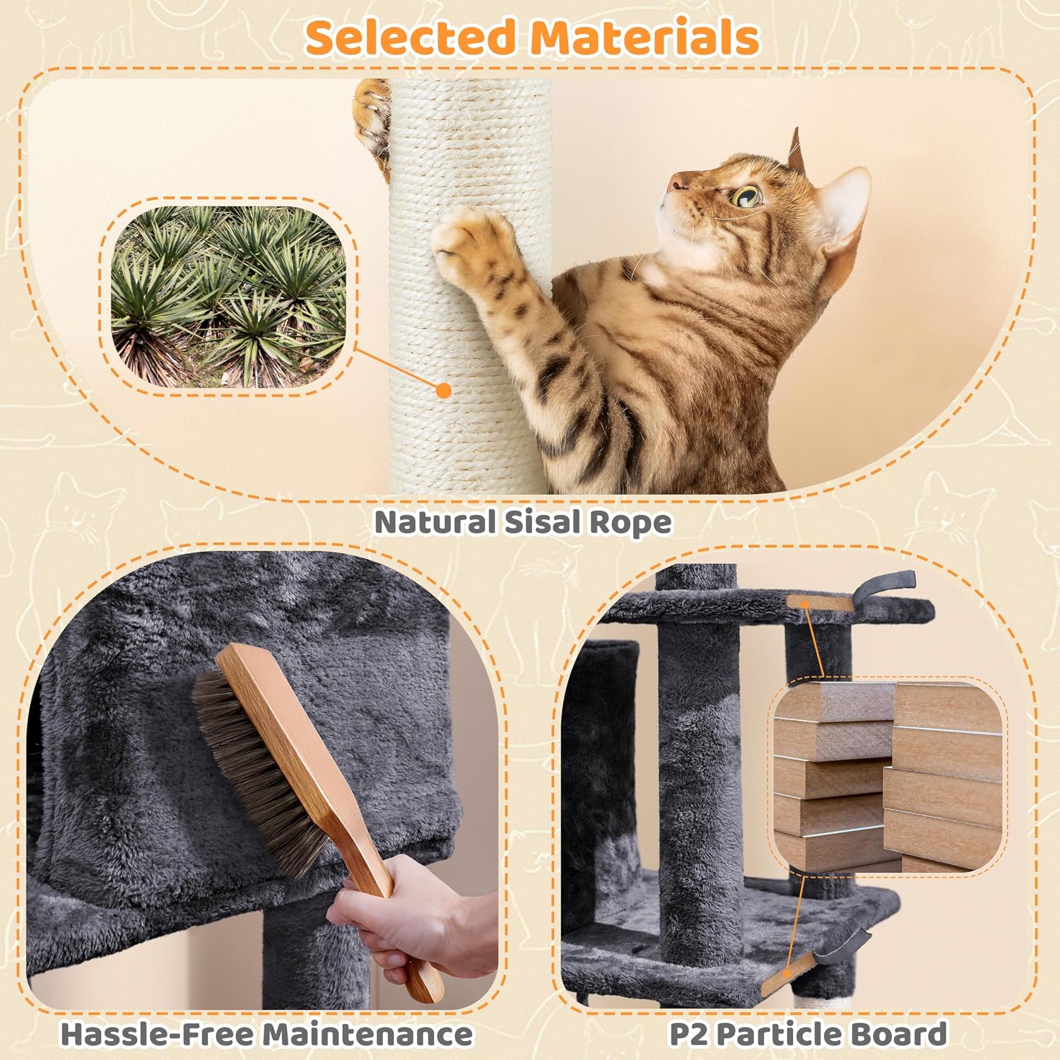 Yaheetech 63in Sturdy Large Cat Tree for Indoor Heavy Cats, Tall Tower