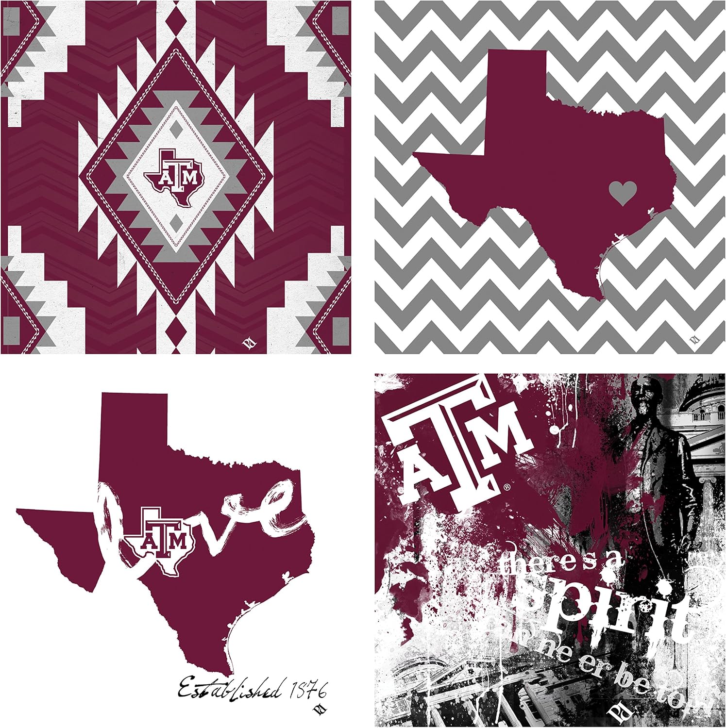Thirstystone Stoneware Coaster Set, Texas AandM Pattern