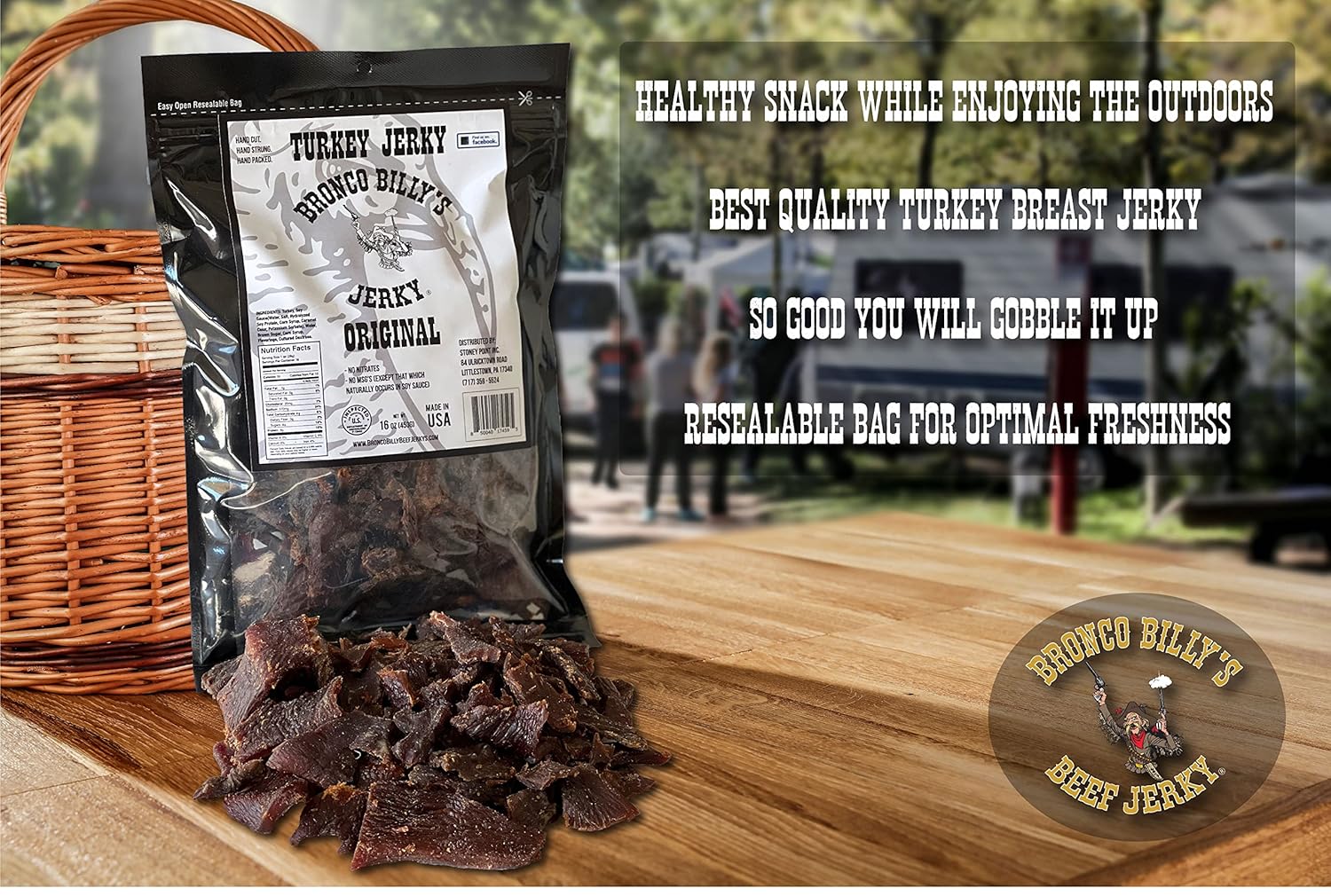 Bronco Billy's Beef Jerky Hickory Smoked Old Country Half Pound Resealable Bag
