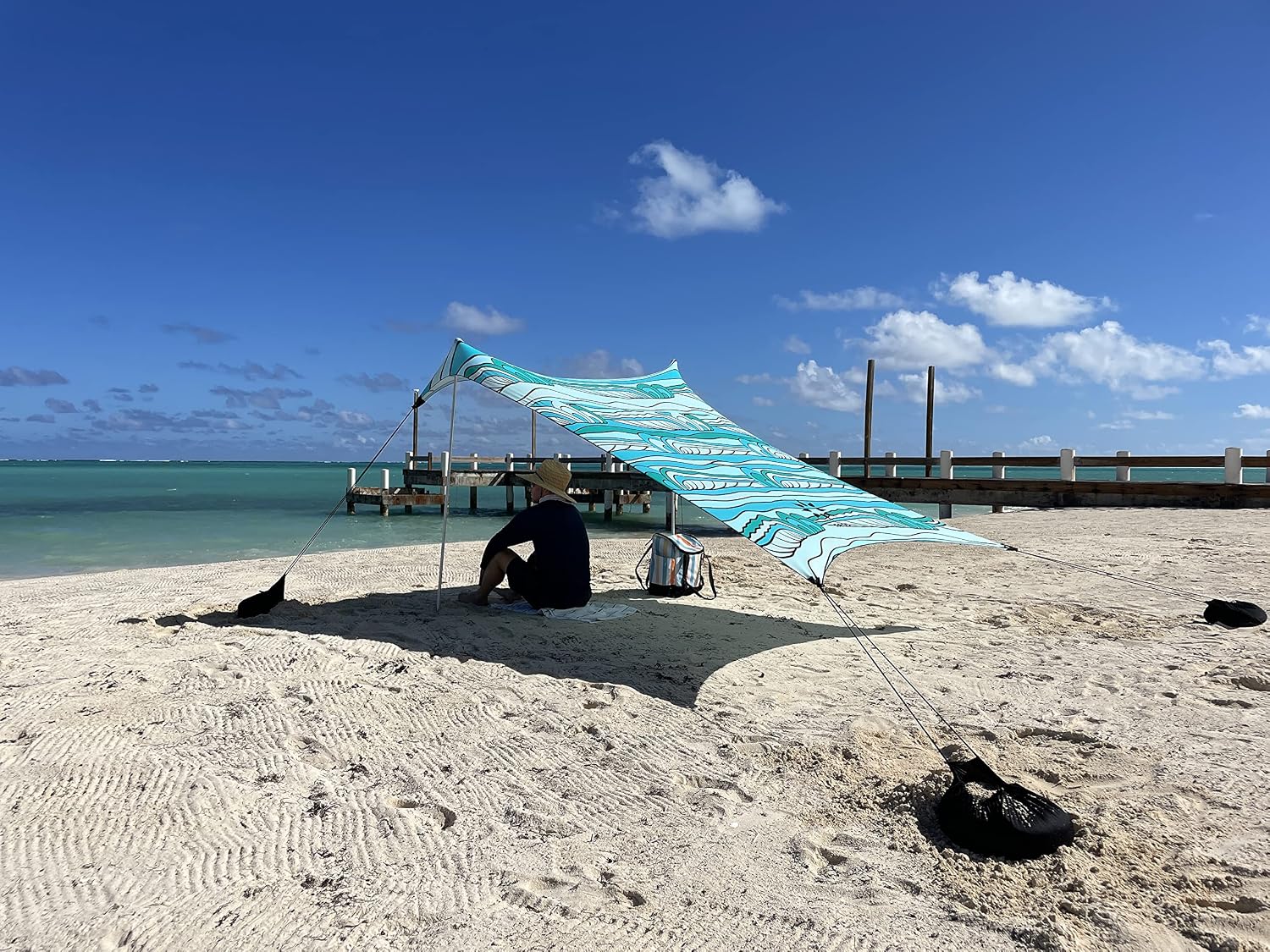 Neso Portable Beach Tent Sun Shelter with Sand Anchor - Lightweight Beach Shade Canopy - Easy Setup for Family Outings - Patented Reinforced Corners - UPF 50+ Sun Protection - 7 x 7ft - White