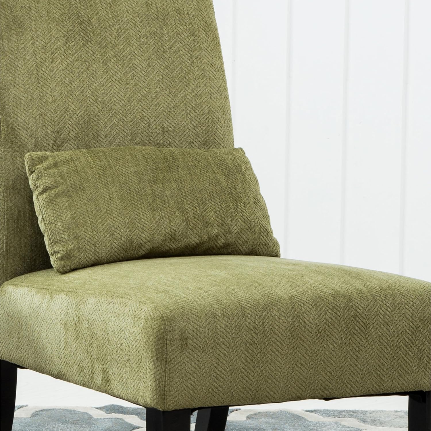 Roundhill Furniture Pisano Teal Blue Fabric Armless Contemporary Accent Chair with Kidney Pillow