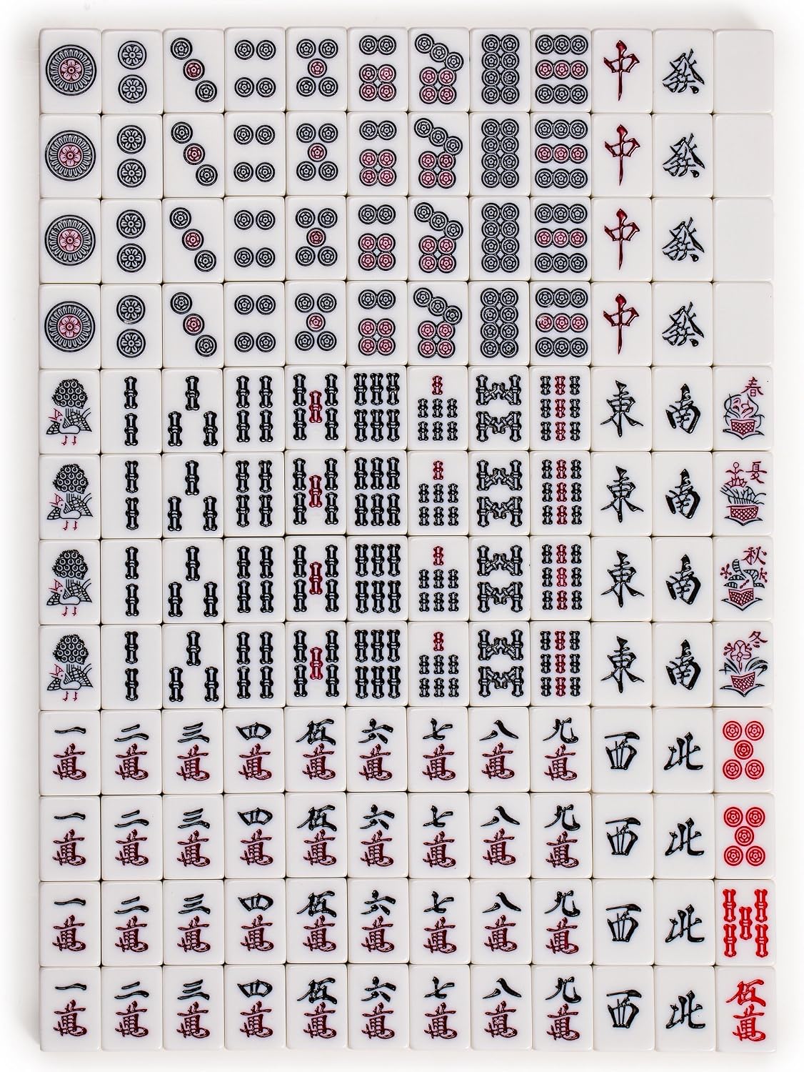 Yellow Mountain Imports Japanese Riichi Mahjong Set - White and Yellow Standard Size Tiles - with East Wind Tile and Black Vinyl Case
