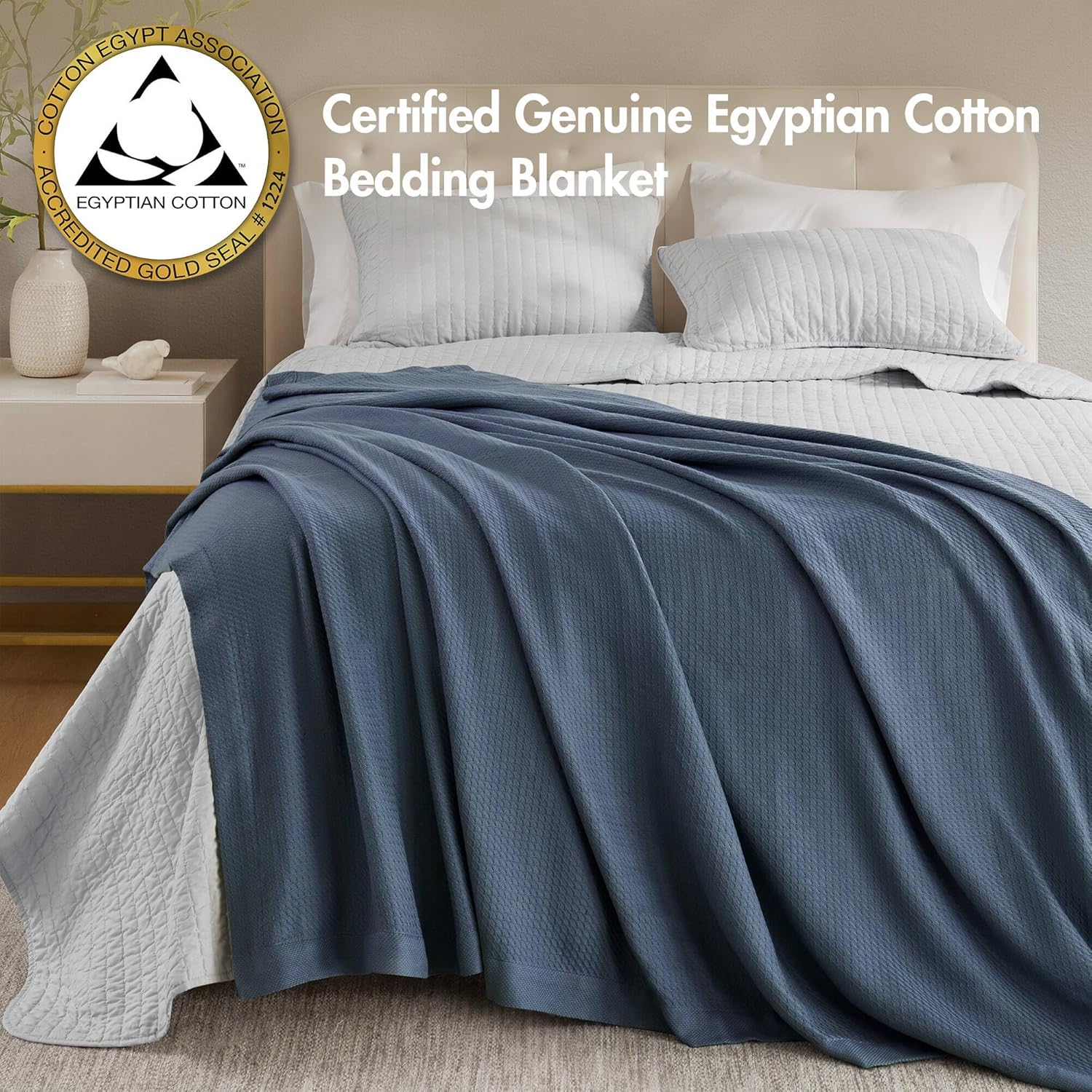 Madison Park 100% Egyptian Cotton Summer Blanket Full Queen Size Teal