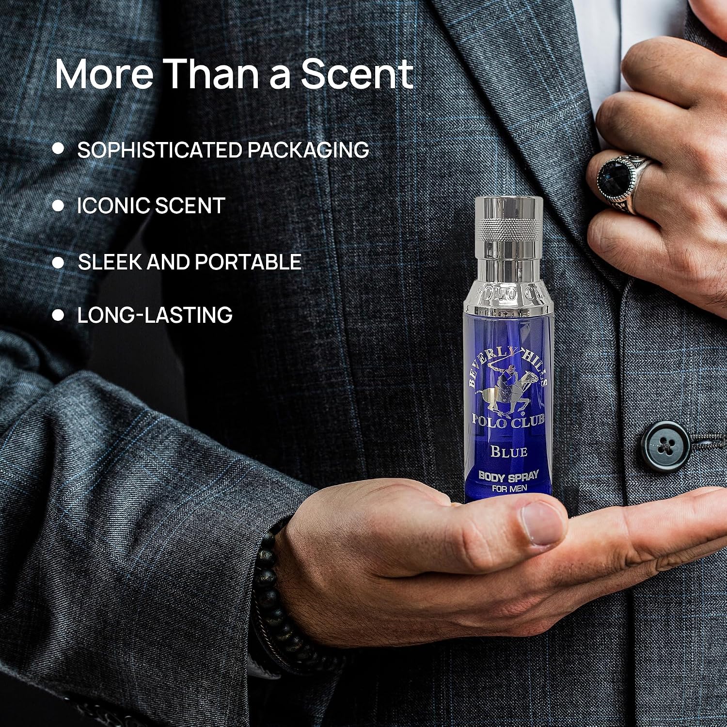 Beverly Hills Polo Club Body Spray for Men - BHPC Blaze - Fresh, Earthy with Notes of Cedar & Basil - Long Lasting Body Mist Cologne Scent - Ideal Gift for Him, 6oz