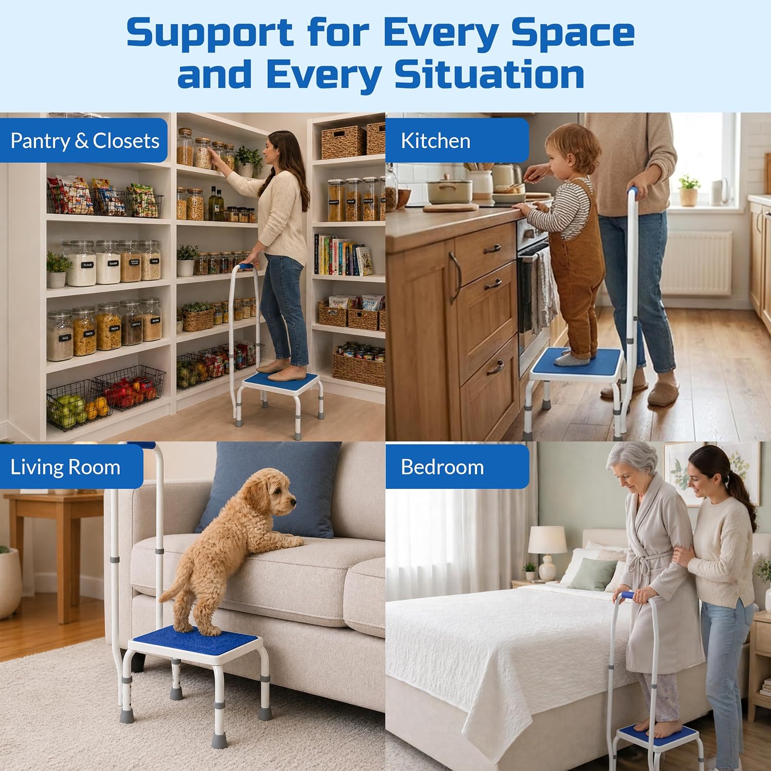 Step Stool with Handle for Elderly, Bed Step Stools for Seniors WithHandles