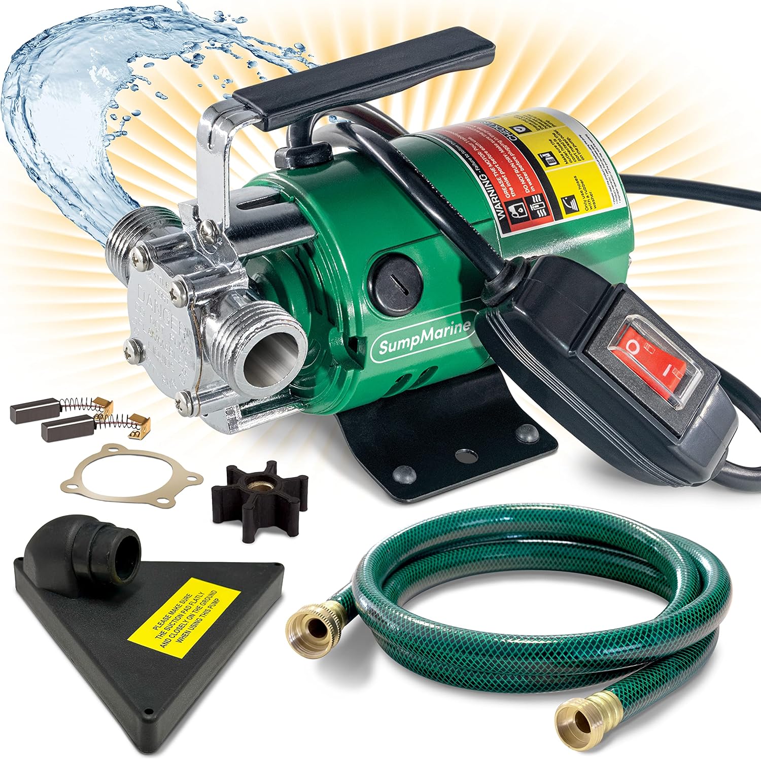 SumpMarine Water Transfer Pump, 115V 330 Gallon Per Hour - Portable Electric Pump with 6' Hose Kit, Remove Water From Pools, Rain Barrel, Aquariums