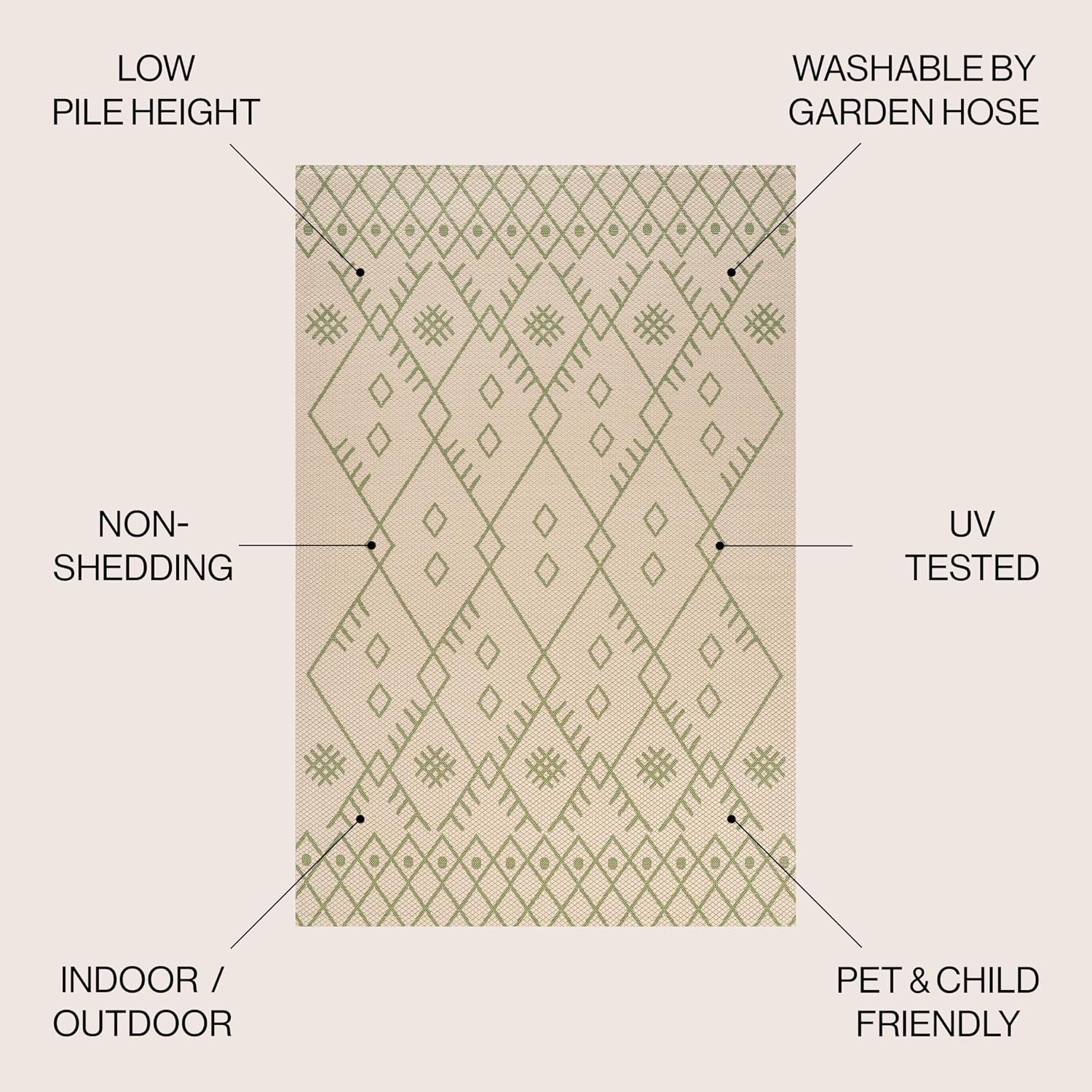 JONATHAN Y Boho Moroccan Indoor Outdoor Area Rug 3X5 Ivory/Navy, Casual for Backyard, Patio, Porch, Easy-Cleaning, High Traffic, Pet-Friendly