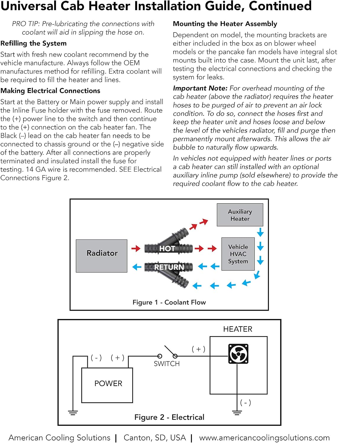 17,000 BTU 12 Volt Low Profile Universal Auxiliary Cab Heater Car, UTV, Truck, Van