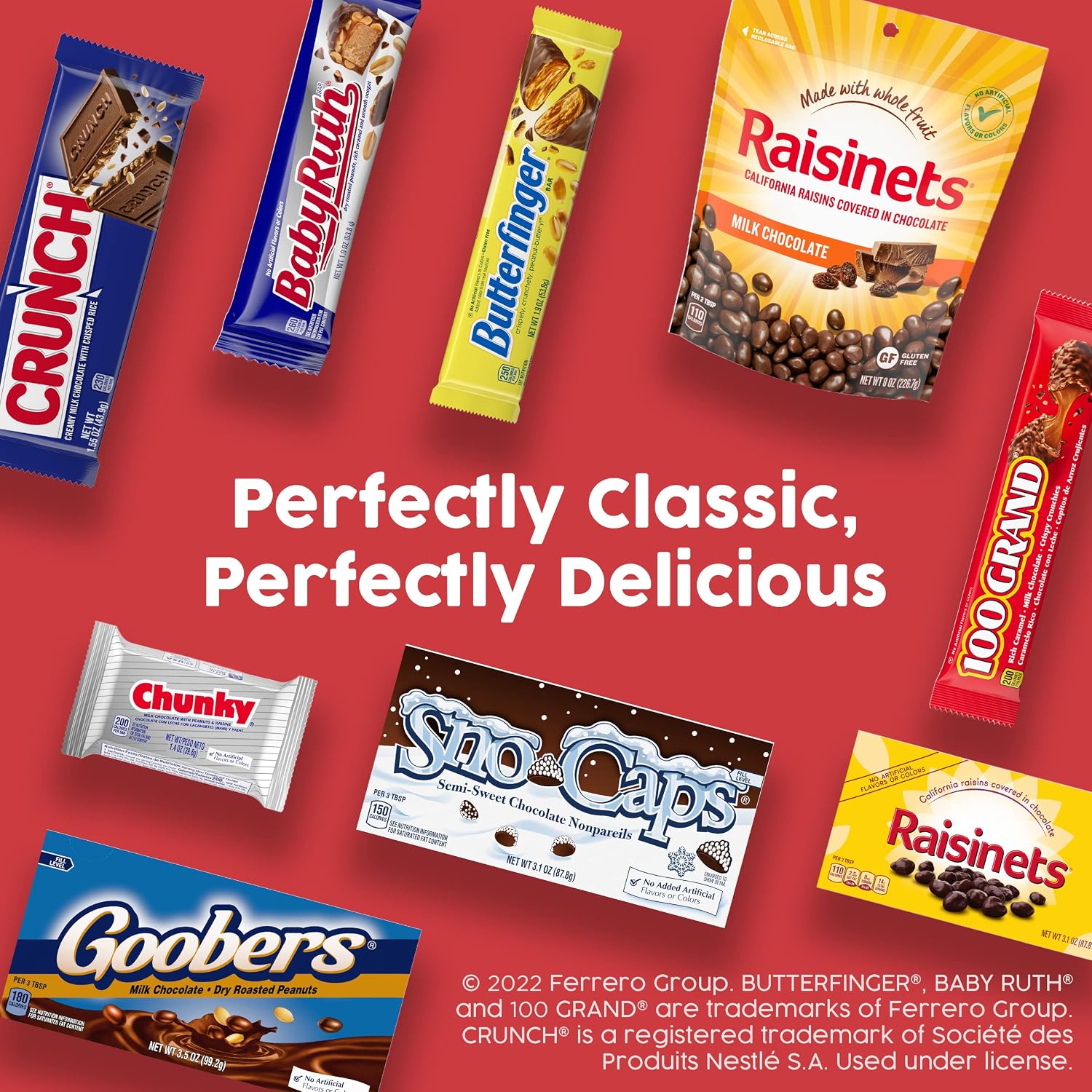 Chunky, Bulk 24 Pack, Milk Chocolate with Peanuts and Raisins Individually Wrapped Candy Bars, 33.6 Oz