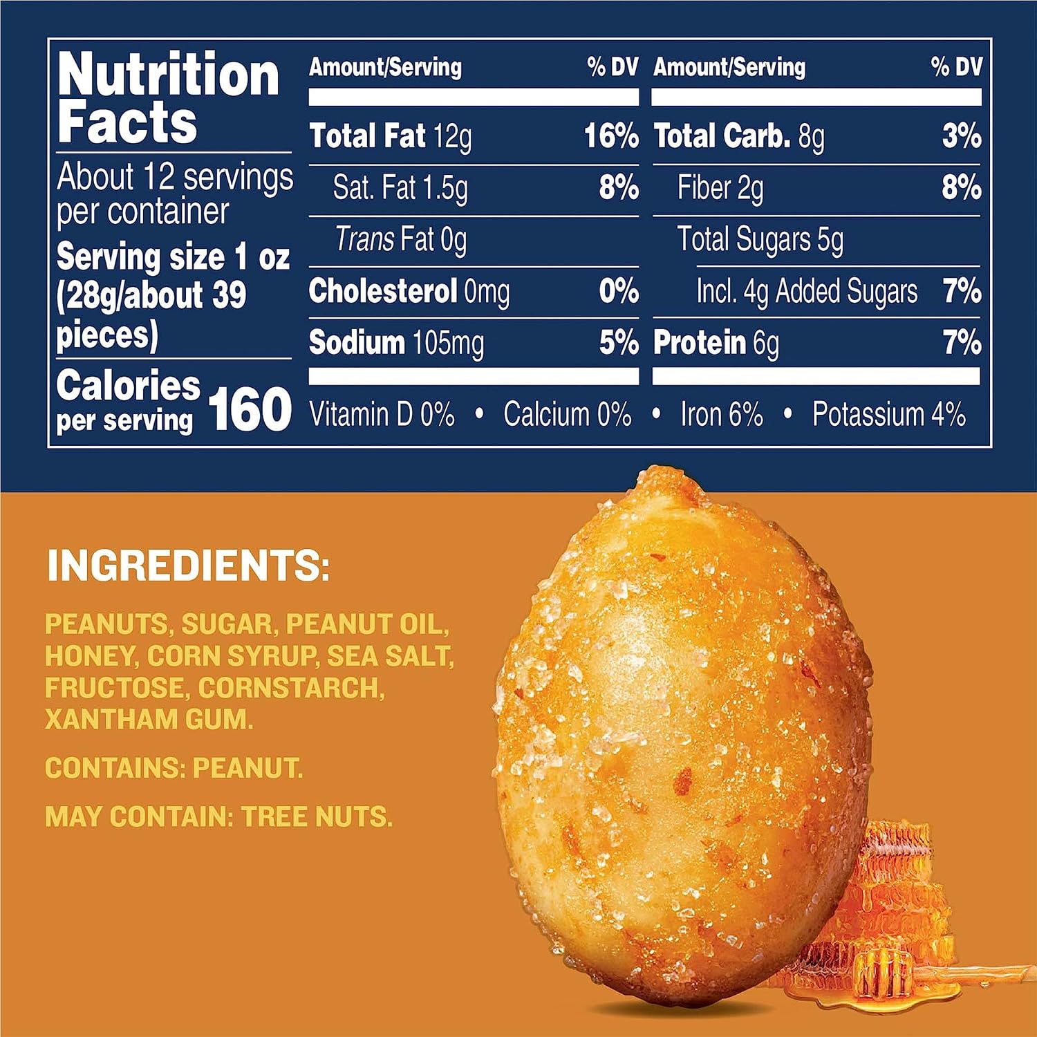 PLANTERS Salted Peanuts, Plant Based Protein Snacks, 12 Oz (1 Ct) | Roasted Salted Nuts. Resealable Canister. Snacks for Adults. Party Mix, Party Snacks