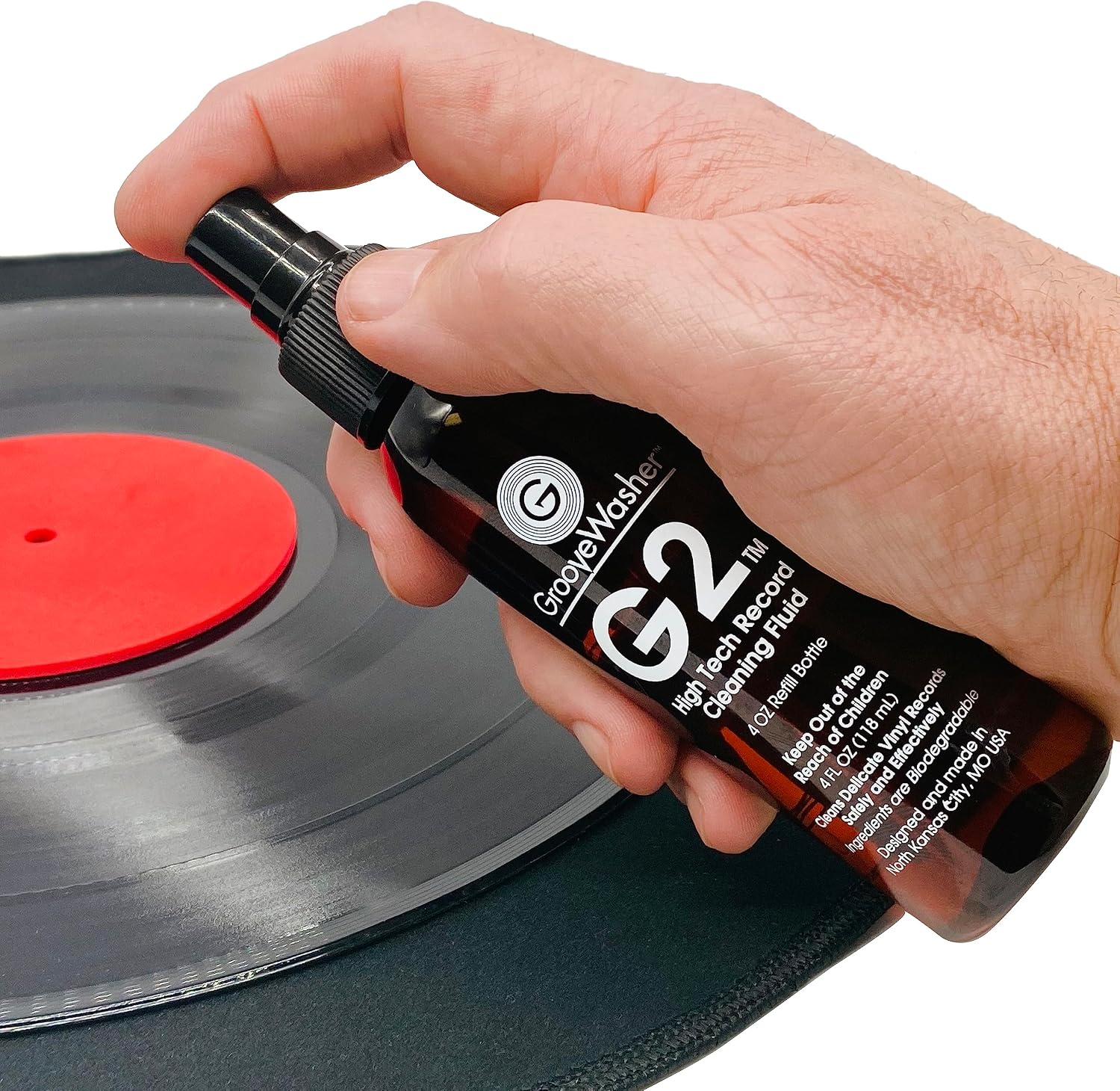GrooveWasher Vinyl Record Cleaning Kit – Handcrafted Hardwood Handle with Scratch-Free Microfiber Pad