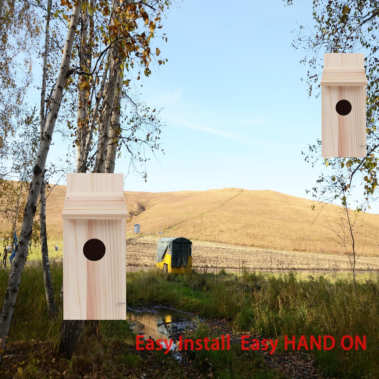 Cedar Blue Bird Box House,Hummingbird Wren Chickadee House, Assembled,1Pcs
