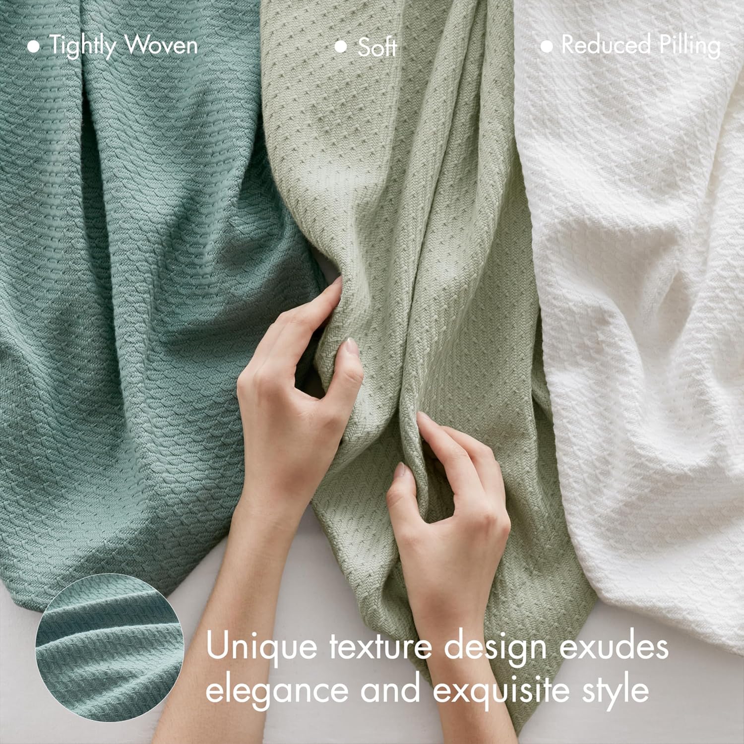 Madison Park 100% Egyptian Cotton Summer Blanket Full Queen Size Teal