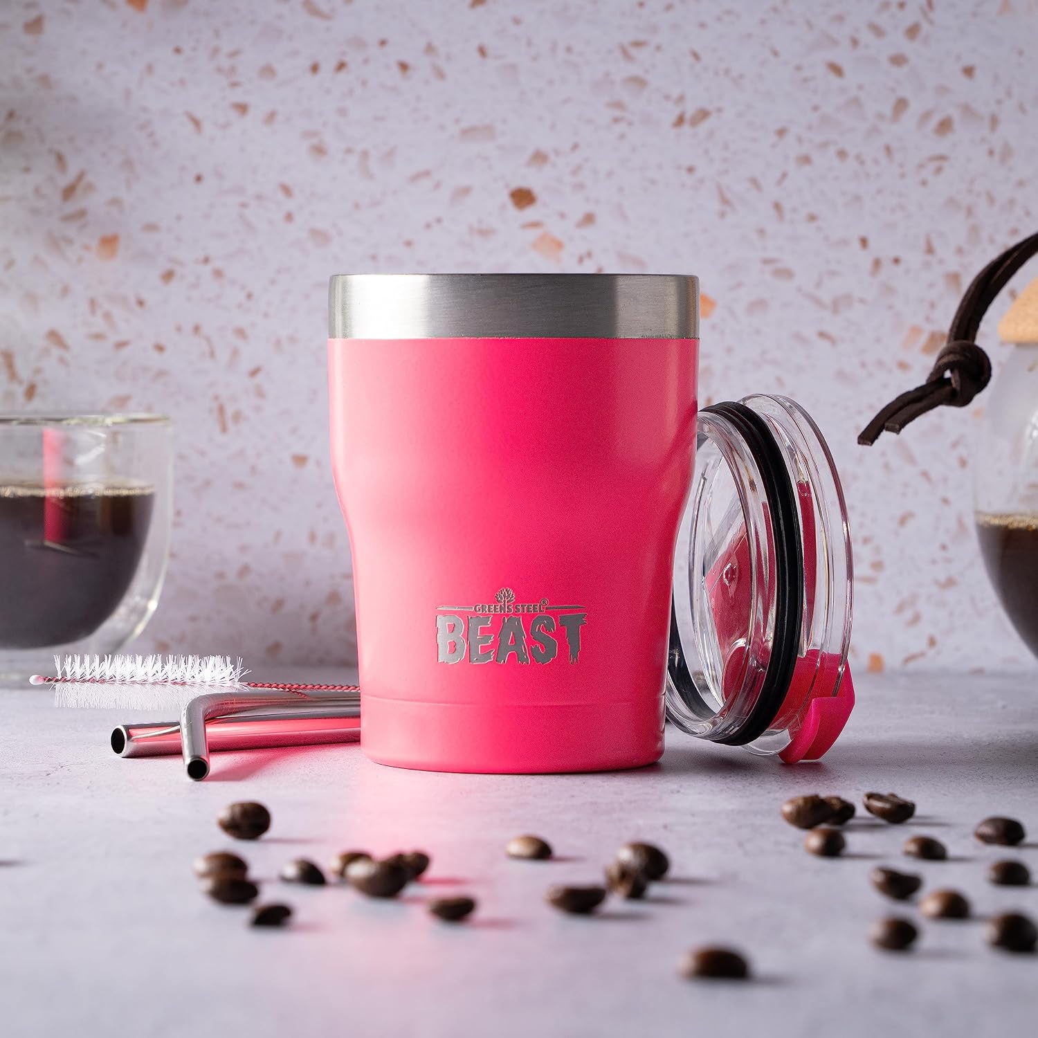 Beast 30 oz Tumbler Stainless Steel Vacuum Insulated Coffee Ice Cup Double Wall Travel Flask (Cupcake Pink)