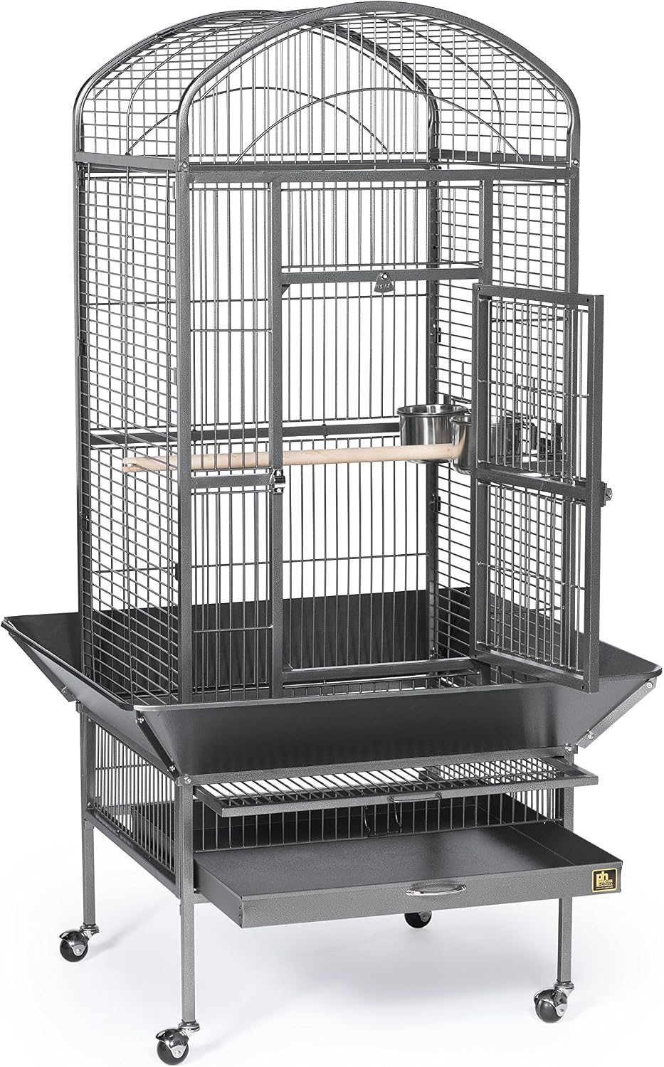 Prevue Pet Products Dometop Bird Cage - Large, Black Hammertone | for Parrots, Conures, Caiques, Small Cockatoos, Big Bird Cage with Wheels