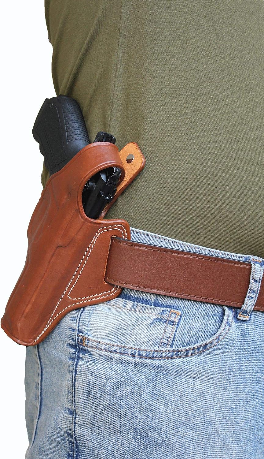 YT HOBBY Handmade Leather OWB Carry Two Slot Thumb Break Gun Holster for Sig P226