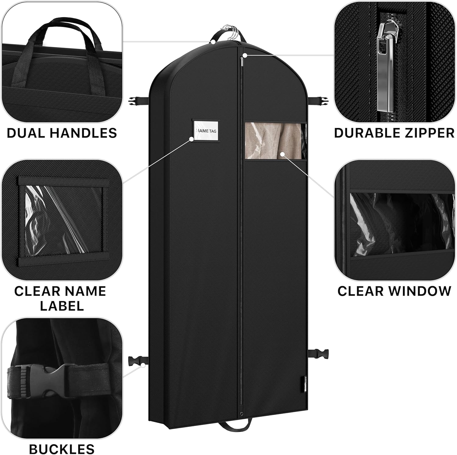 Simple Houseware 43" Travel Garment Bag with Pockets, Heavy Duty Suit Bag