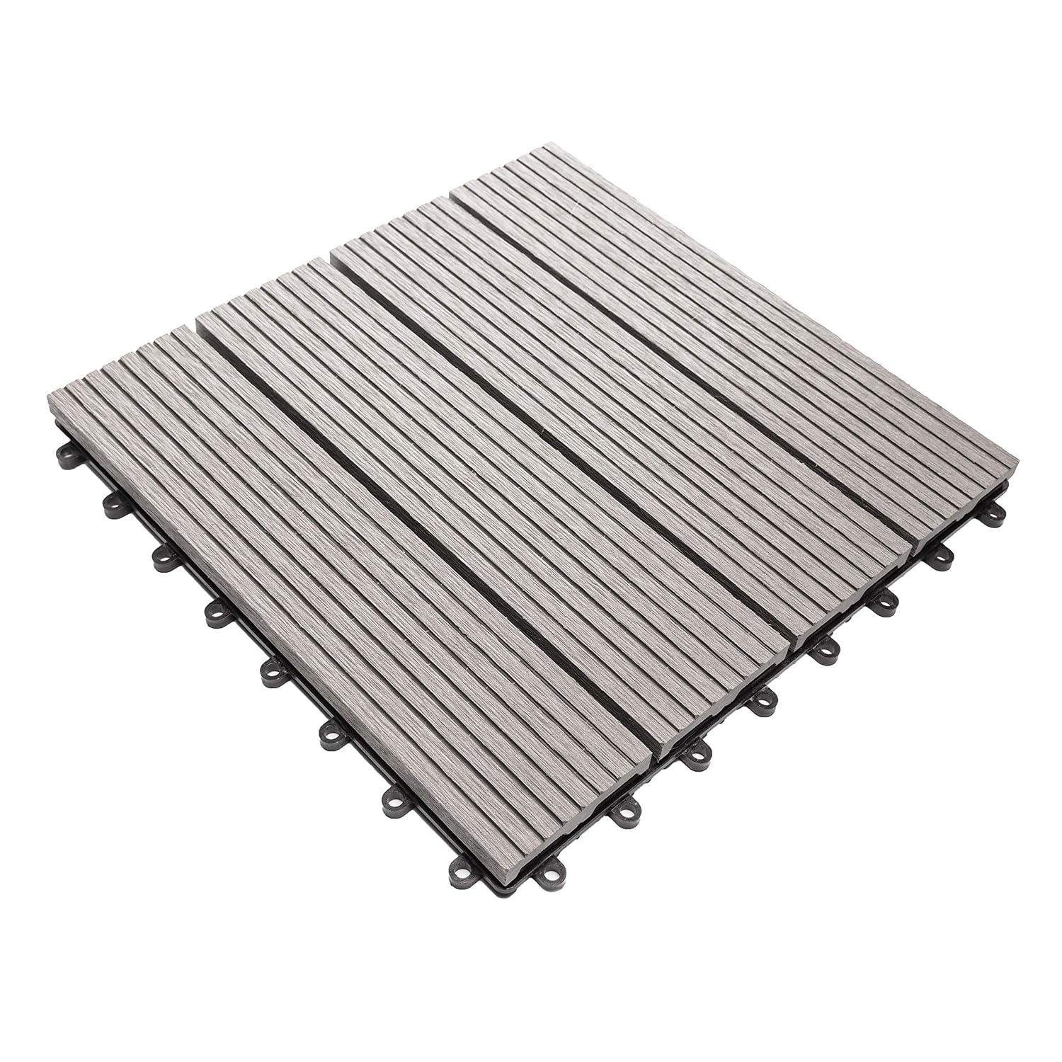 IncStores Helios Interlocking Patio Deck Tiles | All Weather | Waterproof Outdoor Flooring for Patio, Balcony Flooring, Garden and Poolside | 12"x12" | 11 Gray 6 Slate Tiles