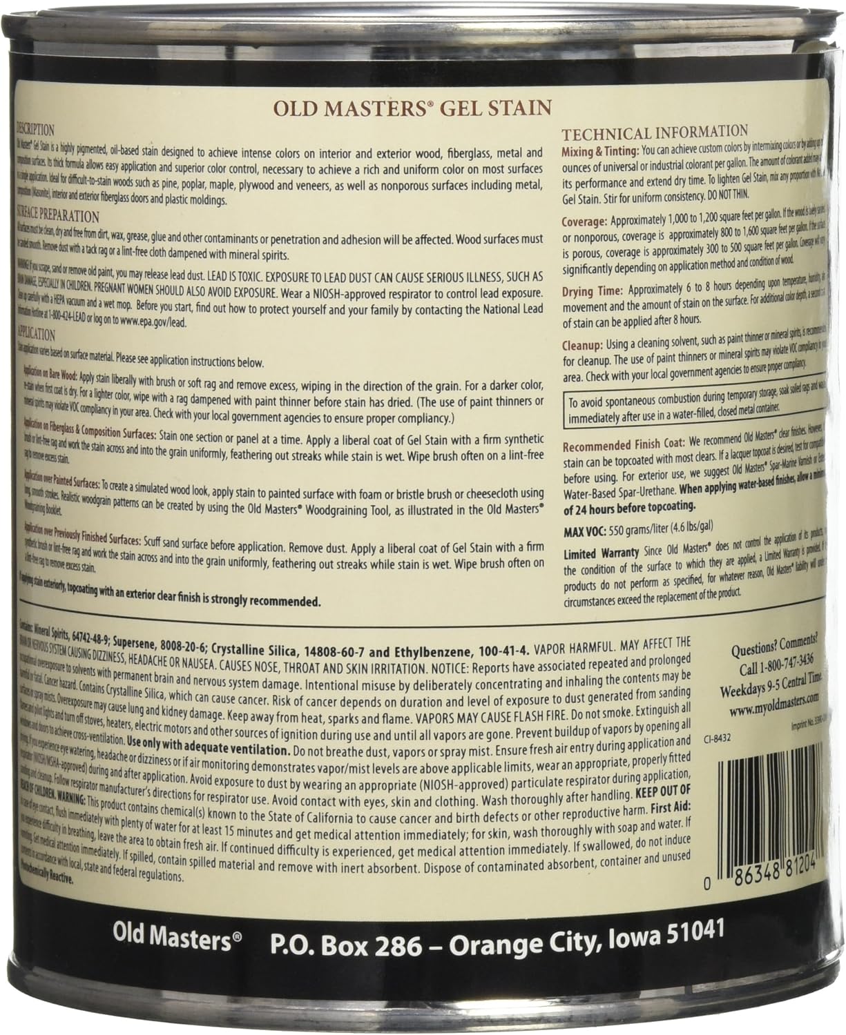 Old Masters 81308 Gel Stain Pint, Cedar