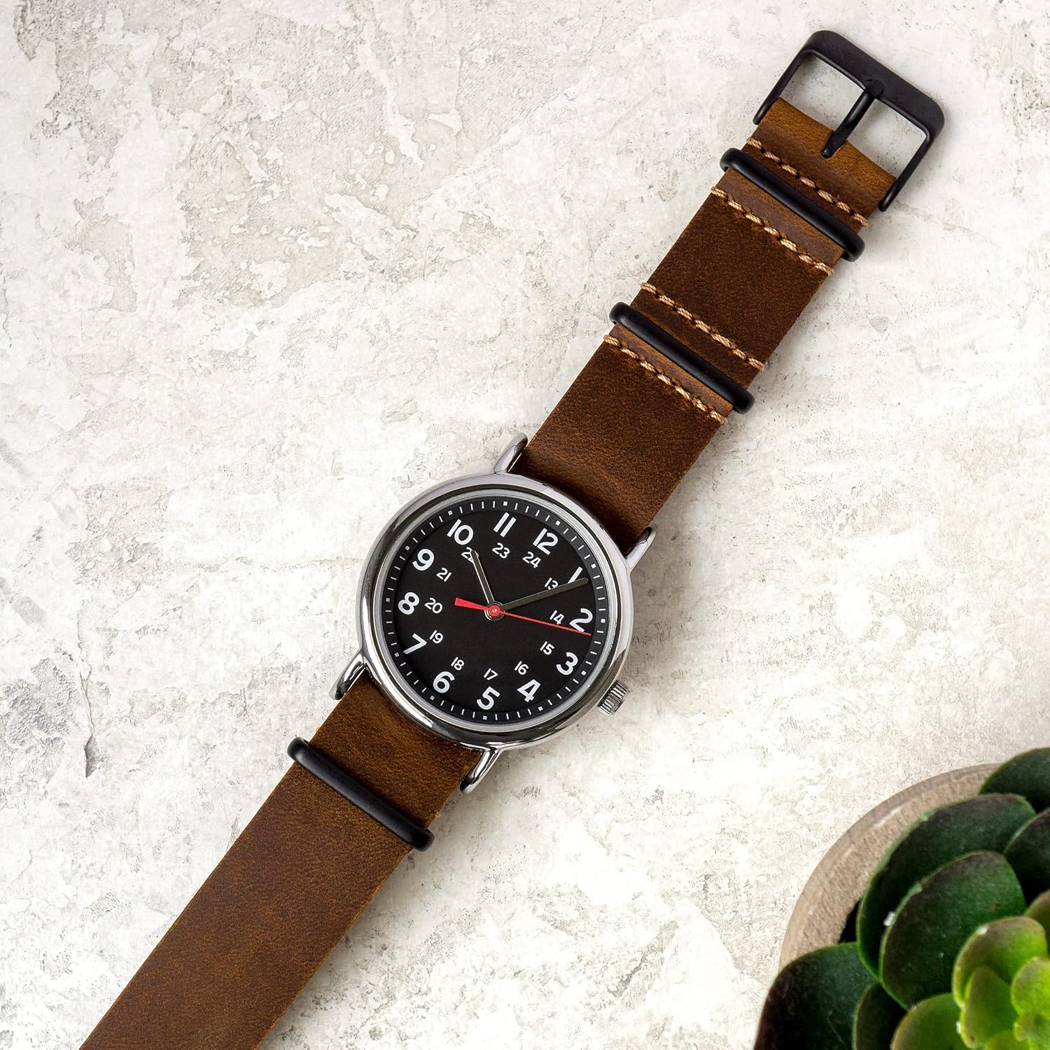 Benchmark Leather Watch Band - Crazy Horse Oiled Leather One-Piece Watch Straps for Men or Women - 18mm, 20mm, 22mm or 24mm Widths