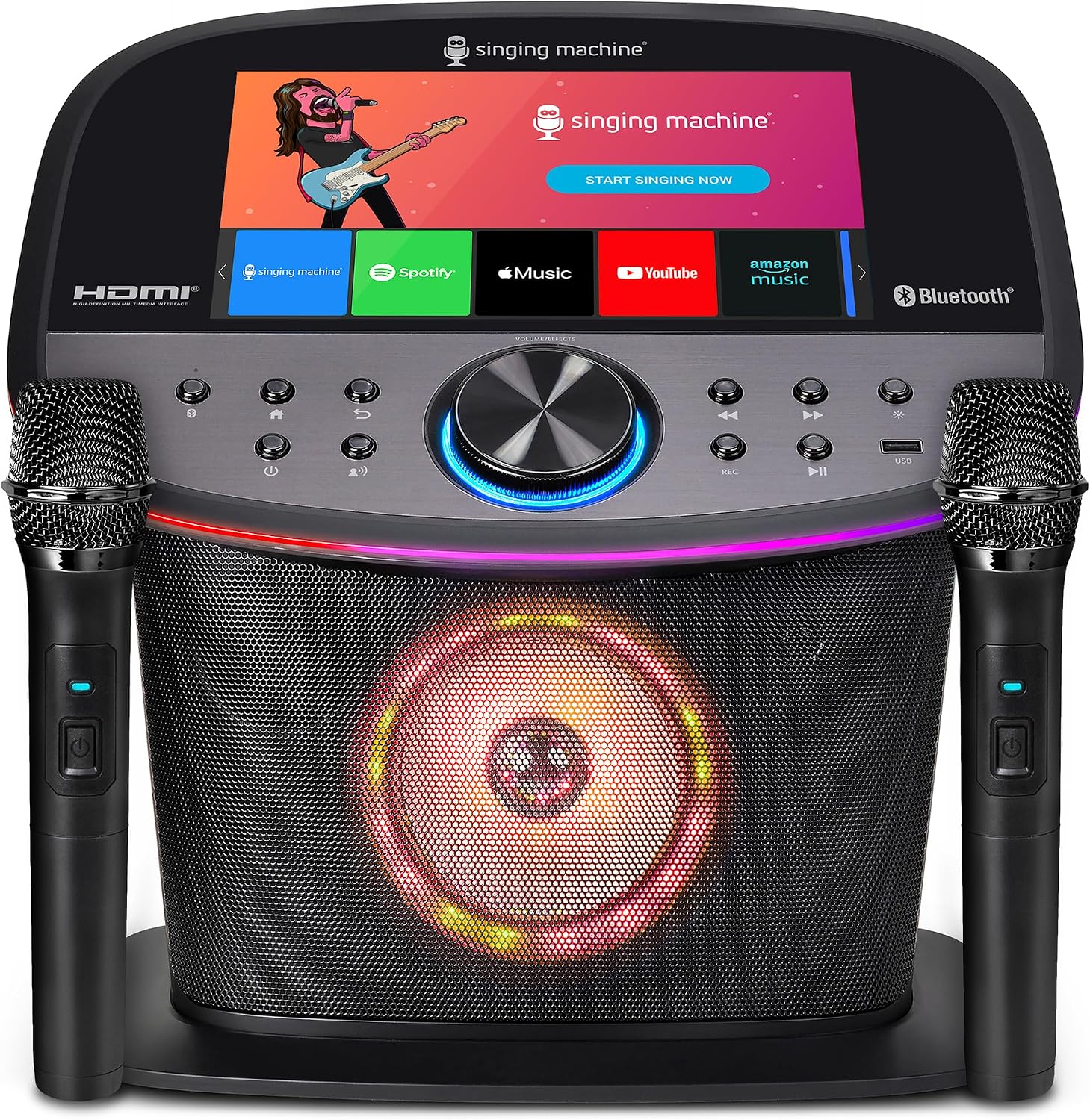 Singing Machine Karaoke Machine Screen, WiFi, Music Apps, 2 Microphones | All-in-One Karaoke Adults/Kids, Built-in Screen, 2 Wireless Mics, WiFi Enabled, App Compatible YouTube/Spotify, Home & Partie