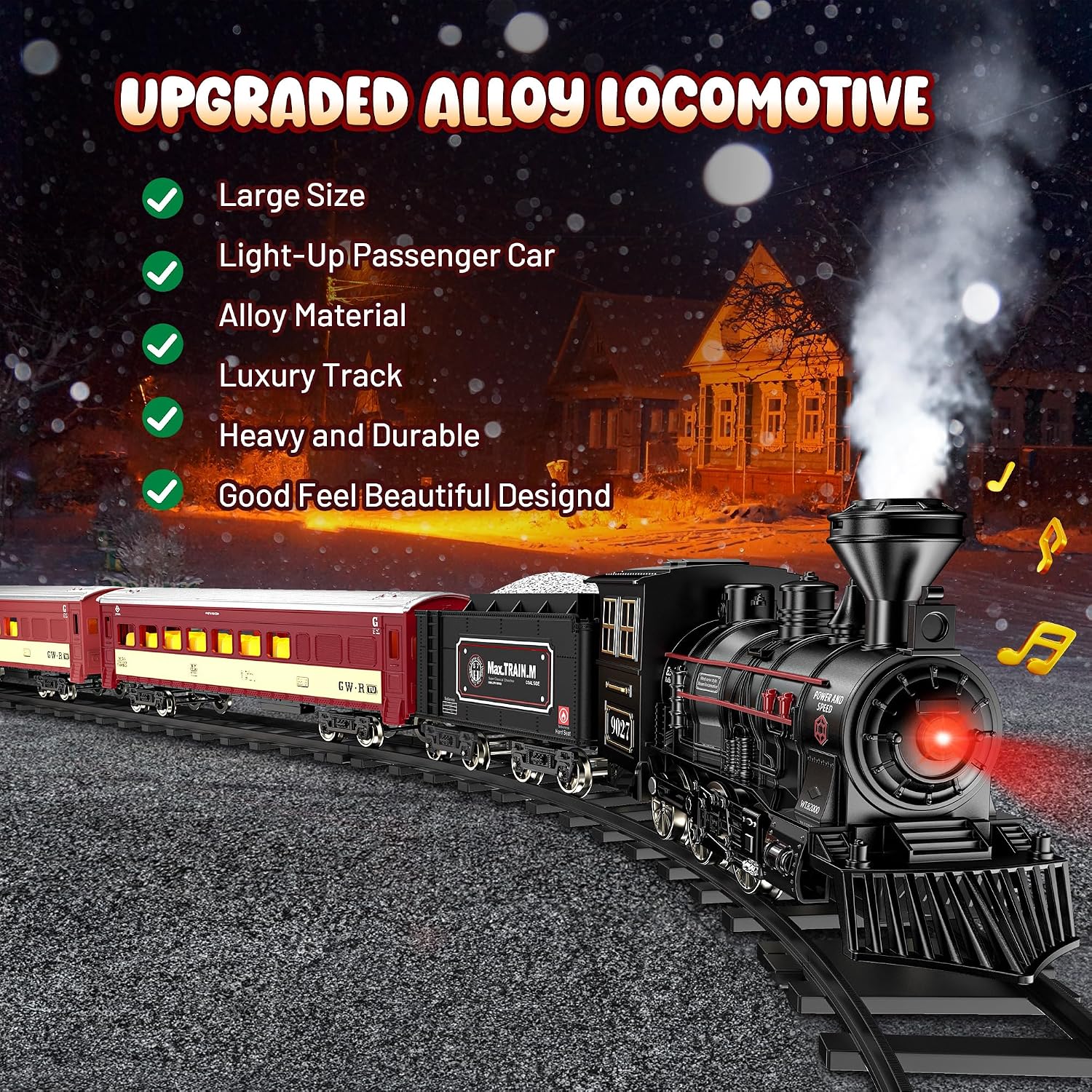 Hot Bee Train Set, Train Toys with Smoke, Lights, Sound and Train Tracks