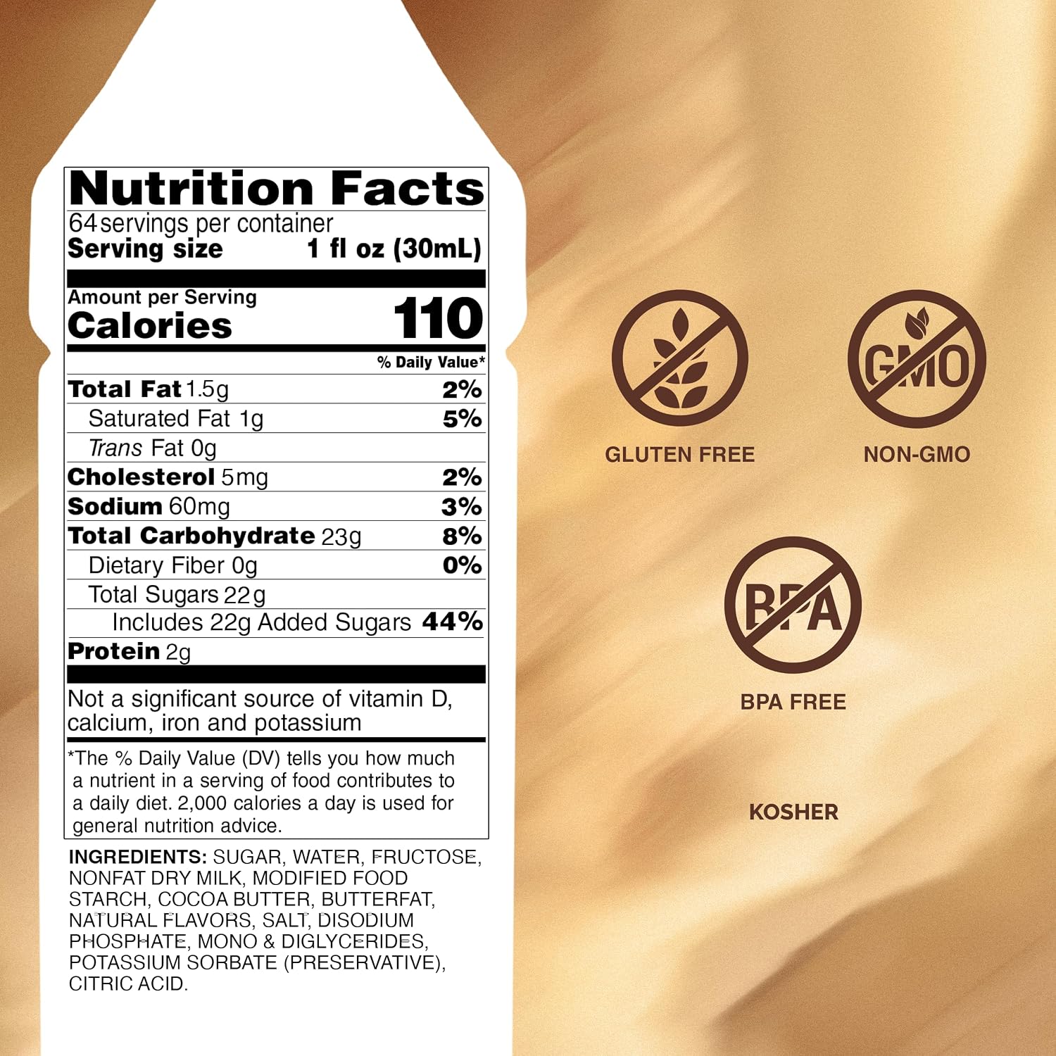 Monin - Sugar Free Dark Chocolate Sauce, Velvety and Rich, Great for Desserts, Coffee, and Snacks, Gluten-Free (64 Ounce)