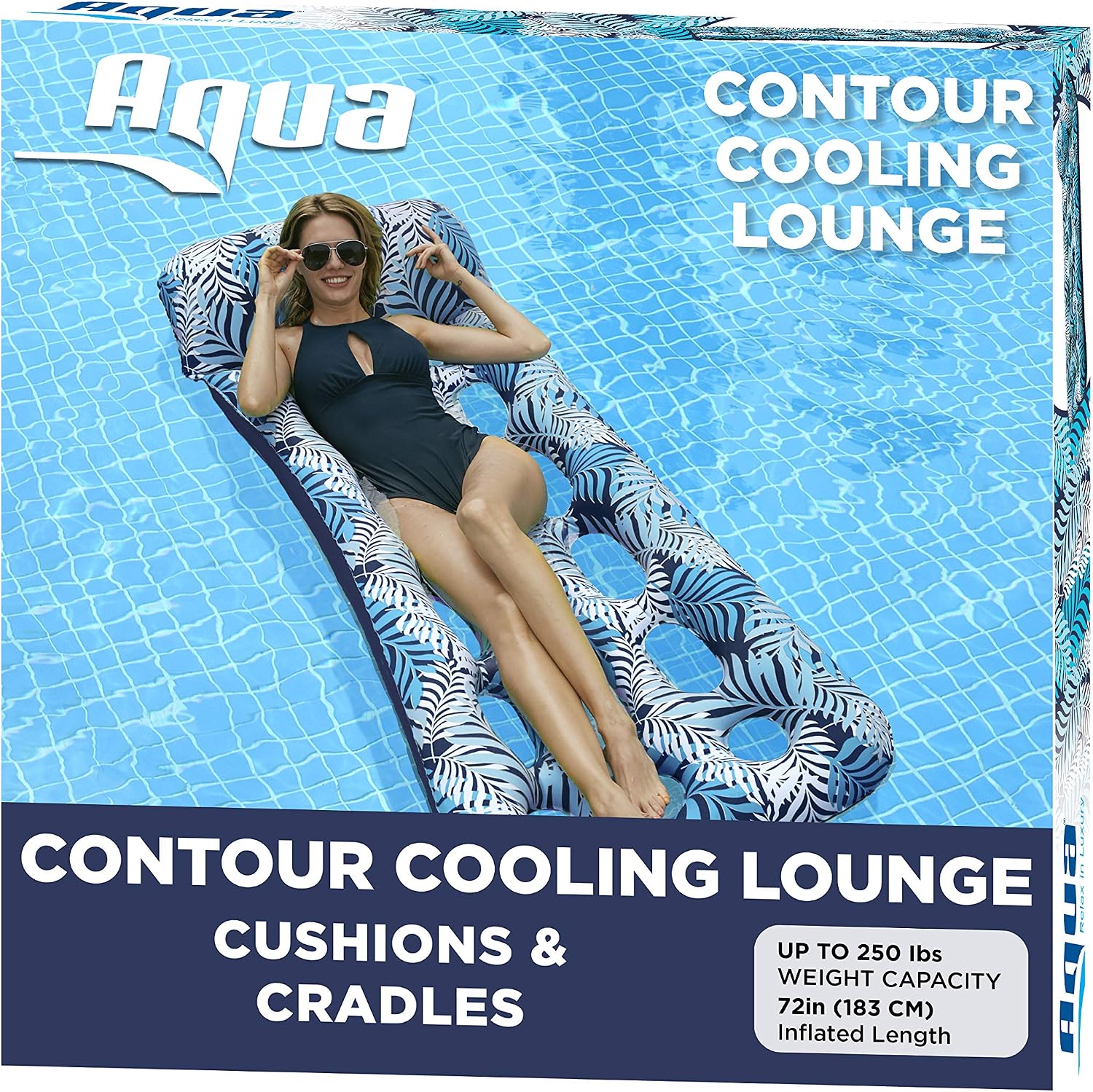 Aqua Comfort Pool Float Lounge – Inflatable Pool Floats for Adults with Headrest and Footrest – Bubble Waves