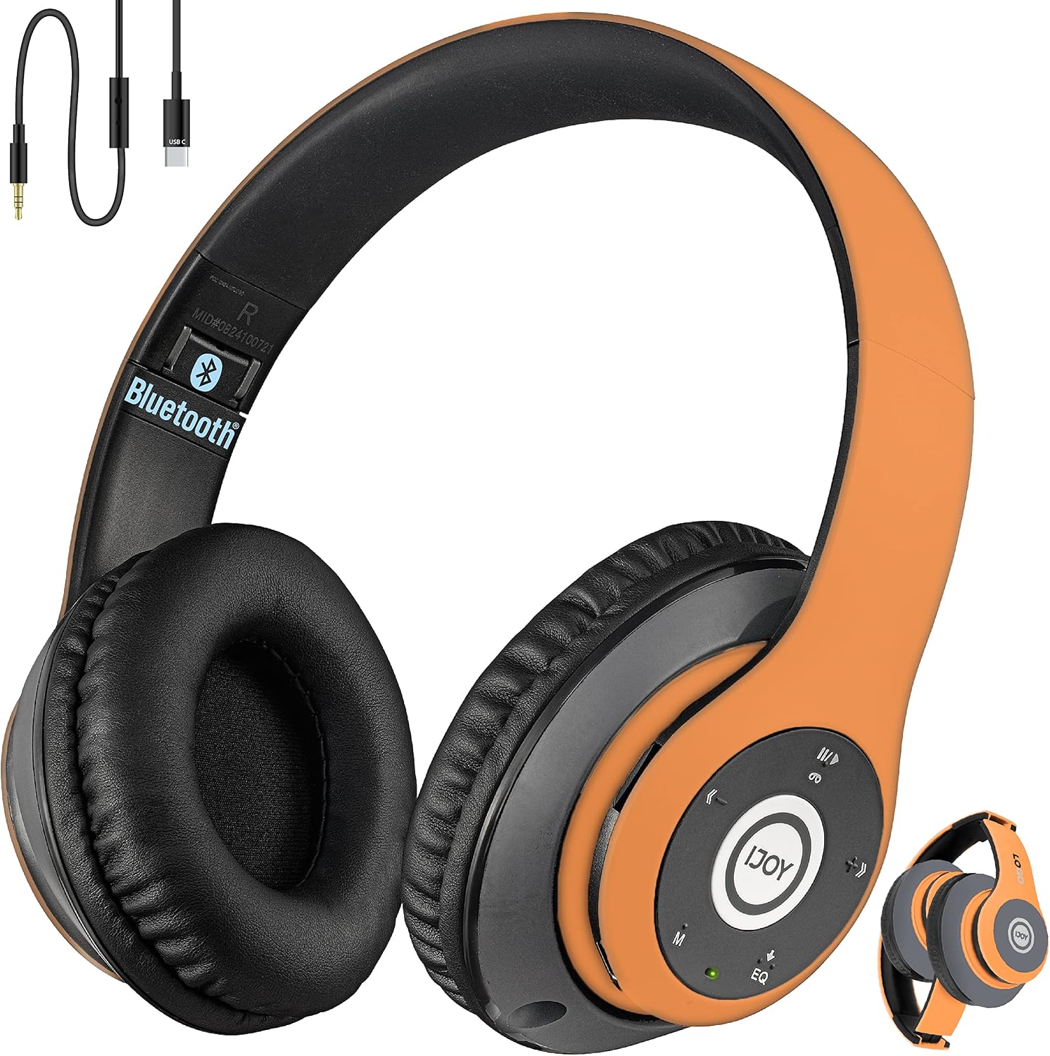 iJoy Bluetooth Headphones Over Ear, Wireless and Wired Foldable Headset Built-in Microphone - (Stealth) Adults Kids Men Women - Audifonos Auriculares Inalambricos