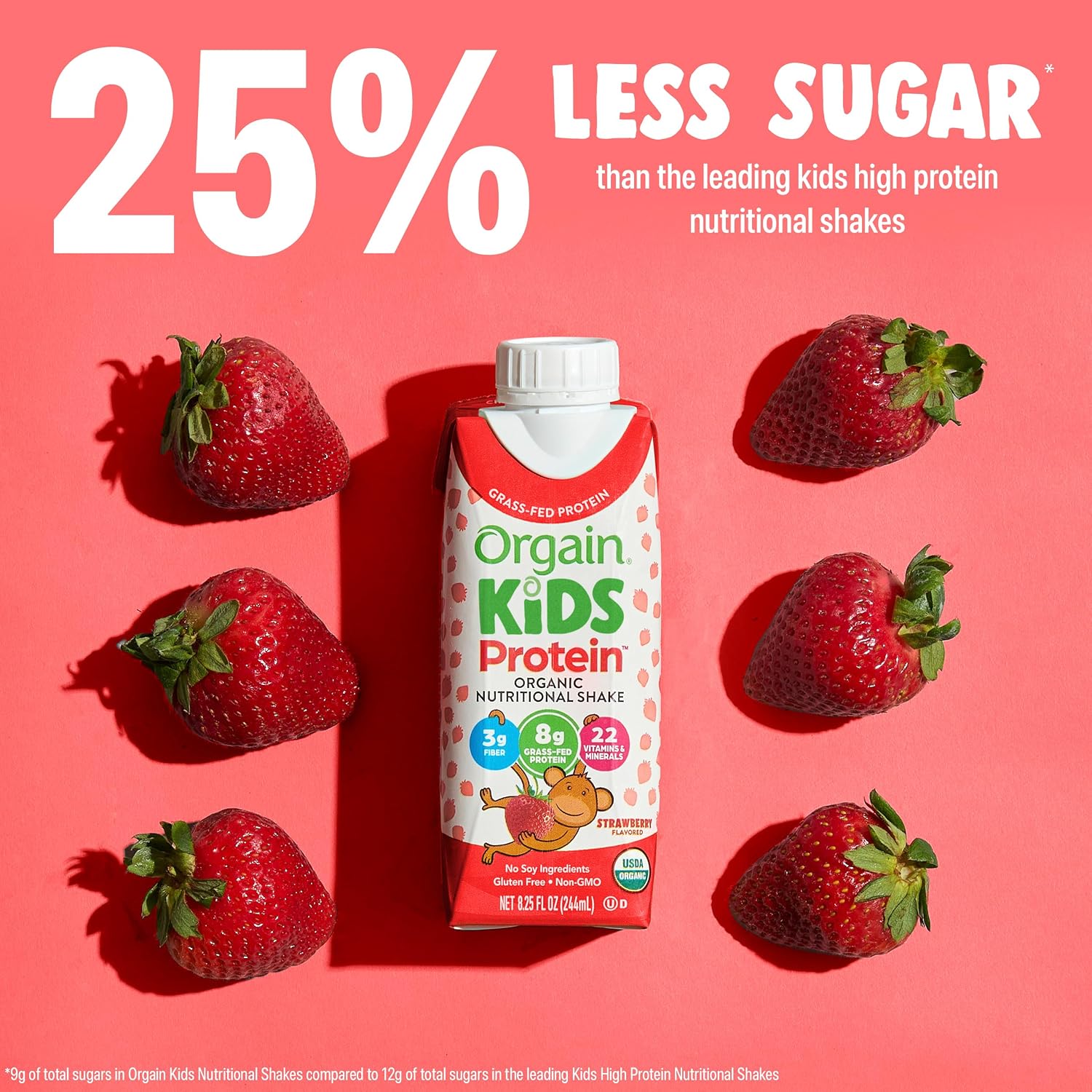 Orgain Organic Kids Dairy 8g Protein Shake, Chocolate, 8.25 oz, 12pk | Nutritional drink, grass-fed protein, 22 vitamins & minerals, 3g fiber, non-GMO, no soy, healthy snack for picky eaters