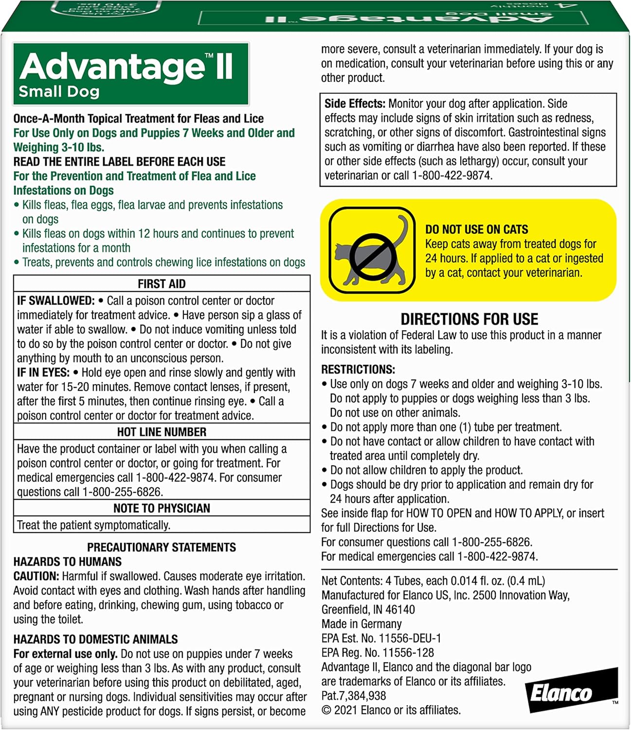 Advantage II Large Dog Vet-Recommended Flea Treatment & Prevention | Dogs 21-55 lbs. | 4-Month Supply